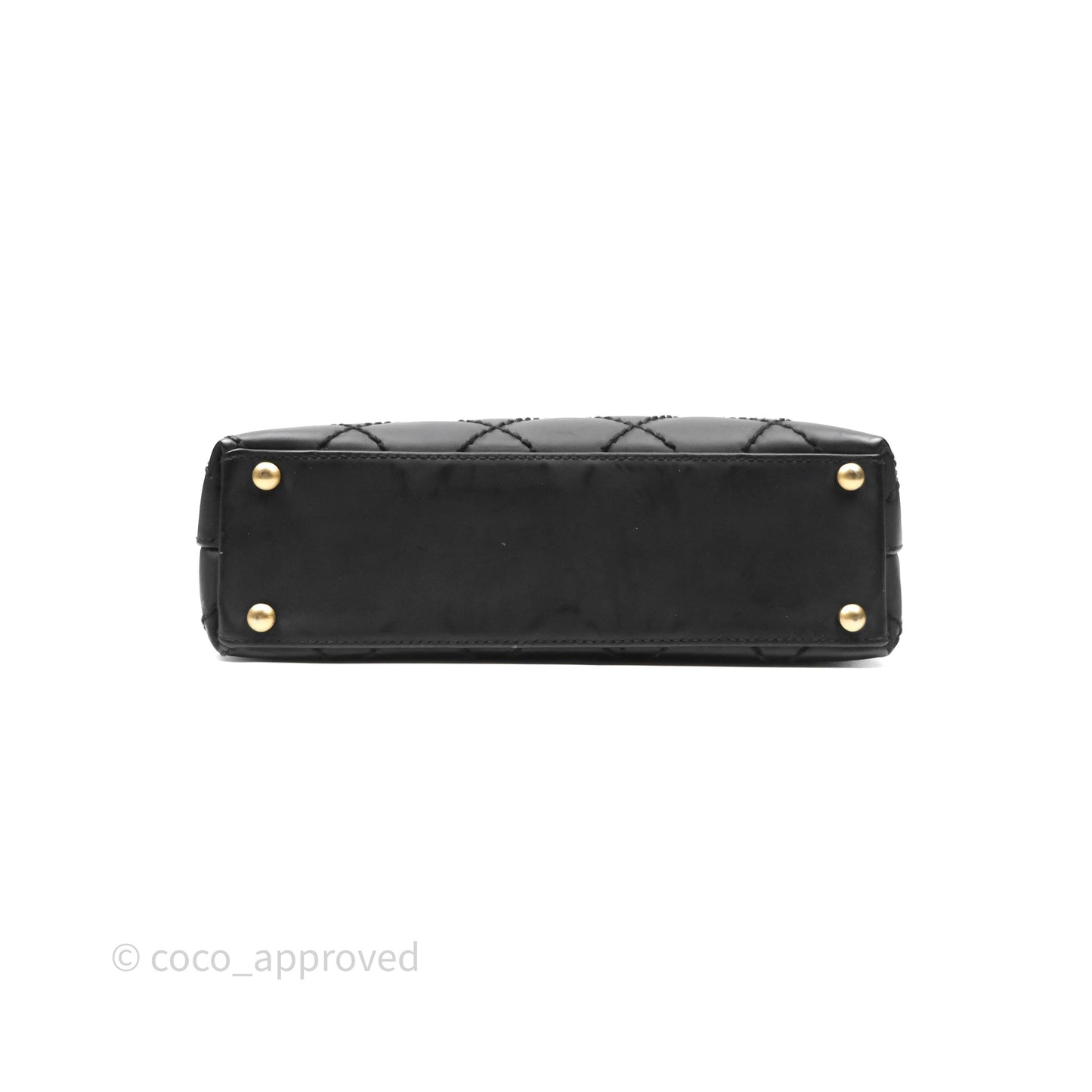 Chanel Vintage Quilted CC Tote Bag Matte Black Calfskin Gold Hardware