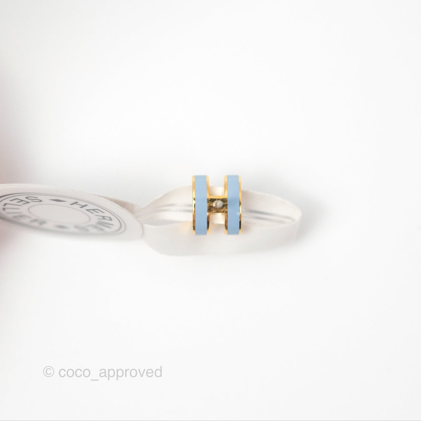 Hermès Mini Pop H Earrings Bleu Lin Gold Hardware