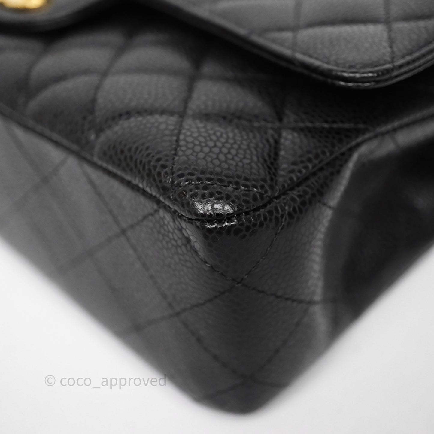 Chanel Classic M/L Medium Flap Quilted Black Caviar Gold Hardware