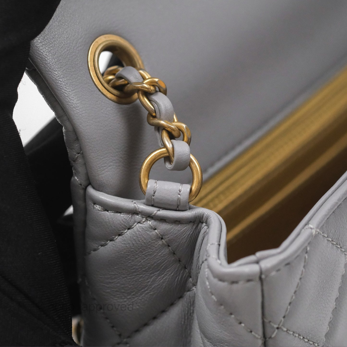 Chanel Mini Rectangular Pearl Crush Grey Lambskin Aged Gold Hardware