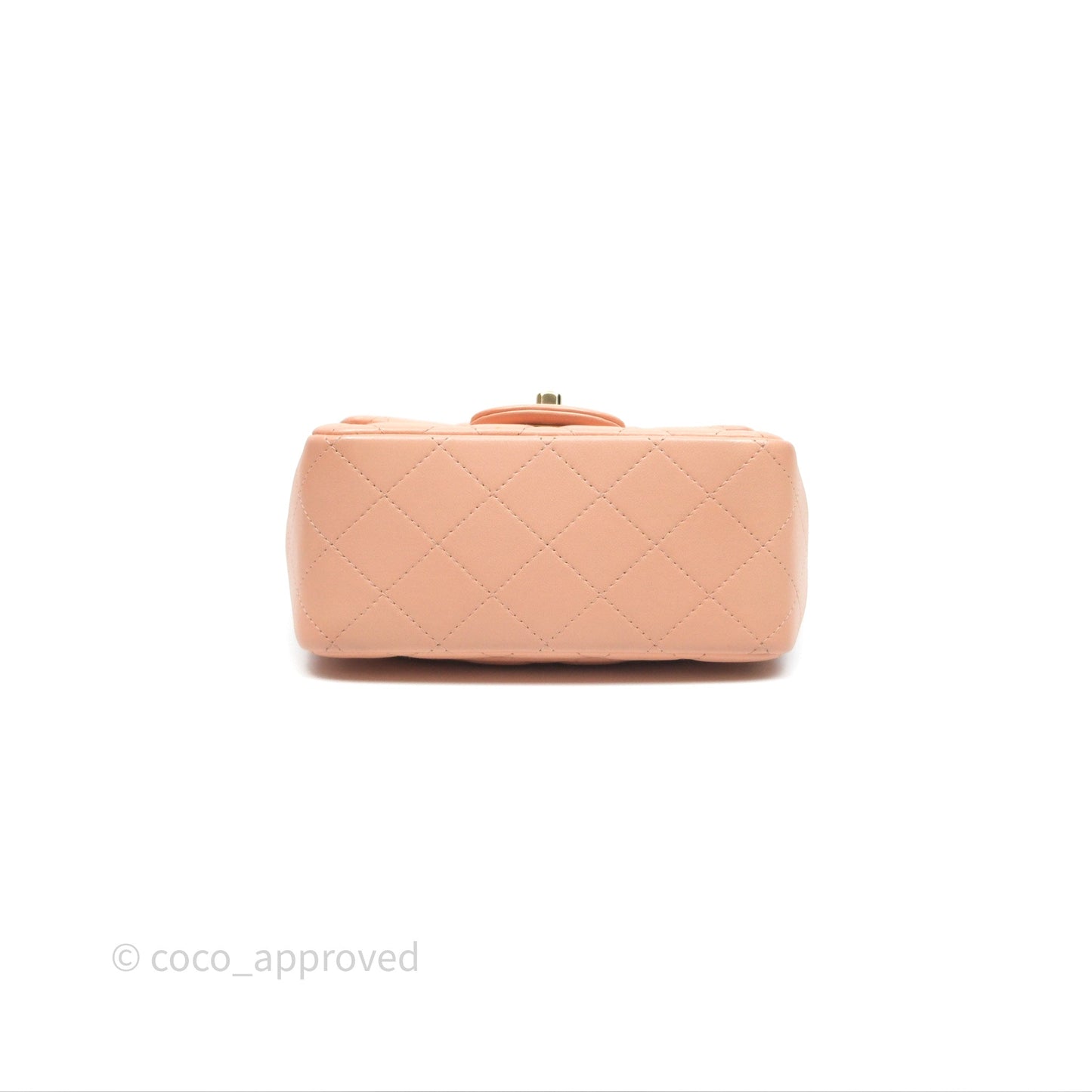Chanel Mini Square Flap Quilted Beige Pink Lambskin Gold Hardware