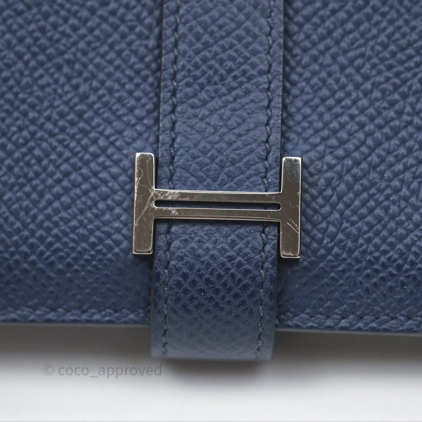 Hermès Bearn Mini Wallet Bleu Saphir 73 Epsom Palladium Hardware