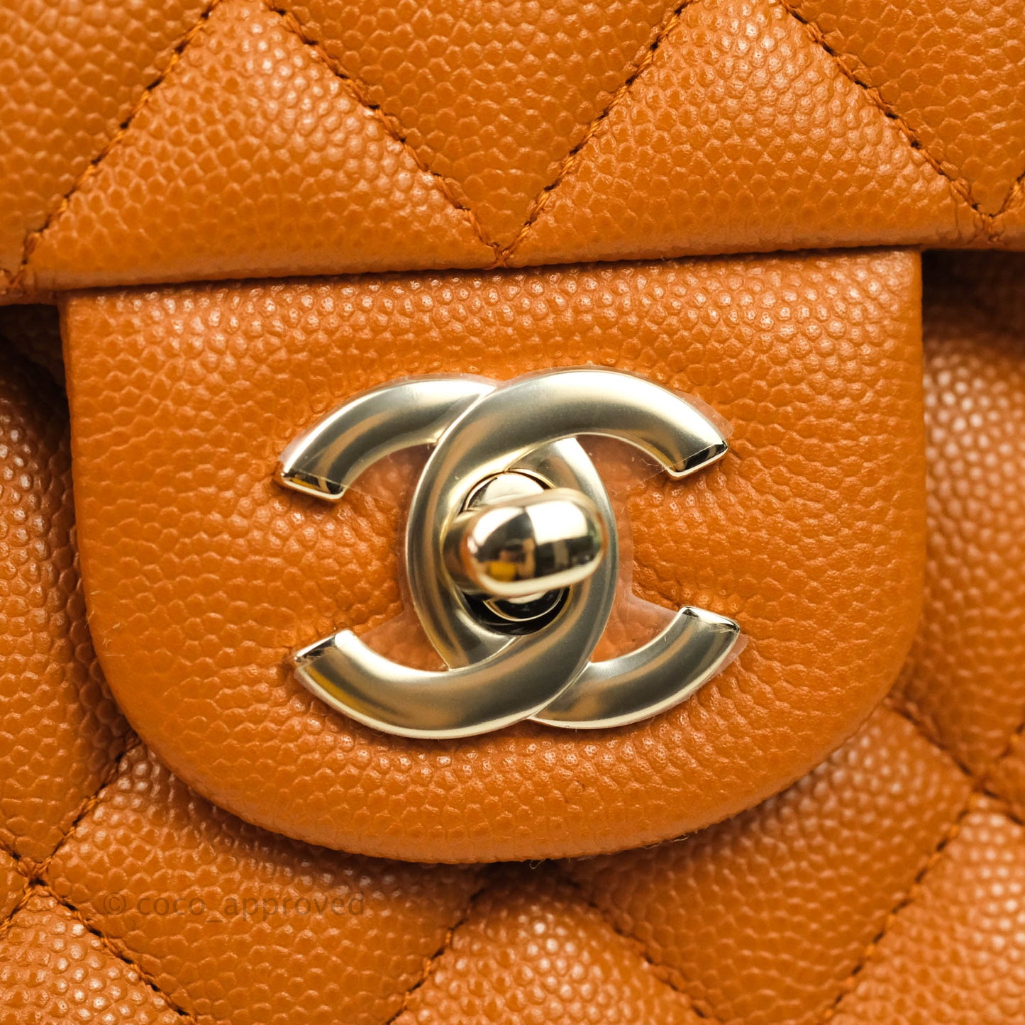 Chanel Classic M/L Medium Double Flap Caramel Caviar Gold Hardware 21A