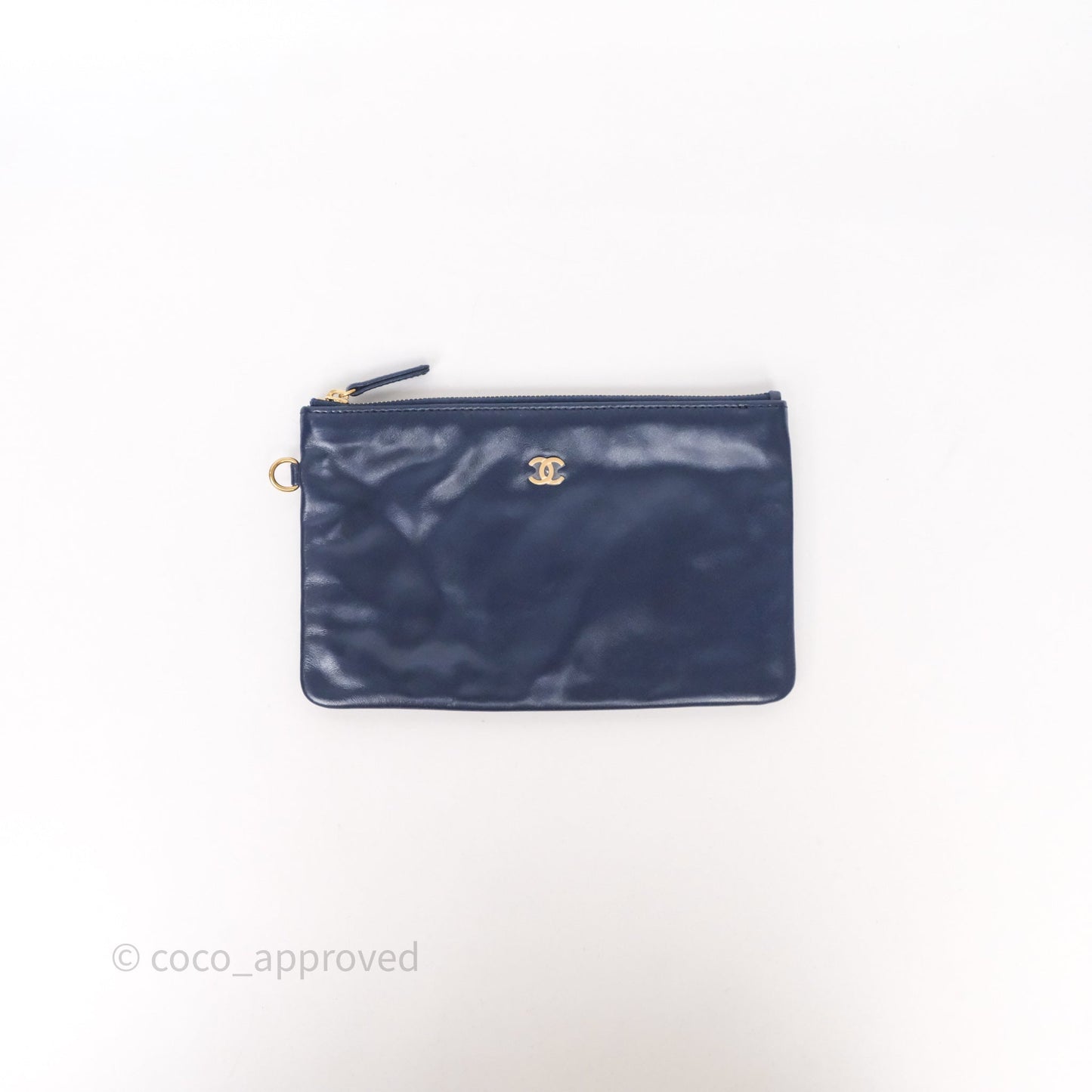 Chanel 22 Small Blue Shiny Calfskin Aged Gold Hardware
