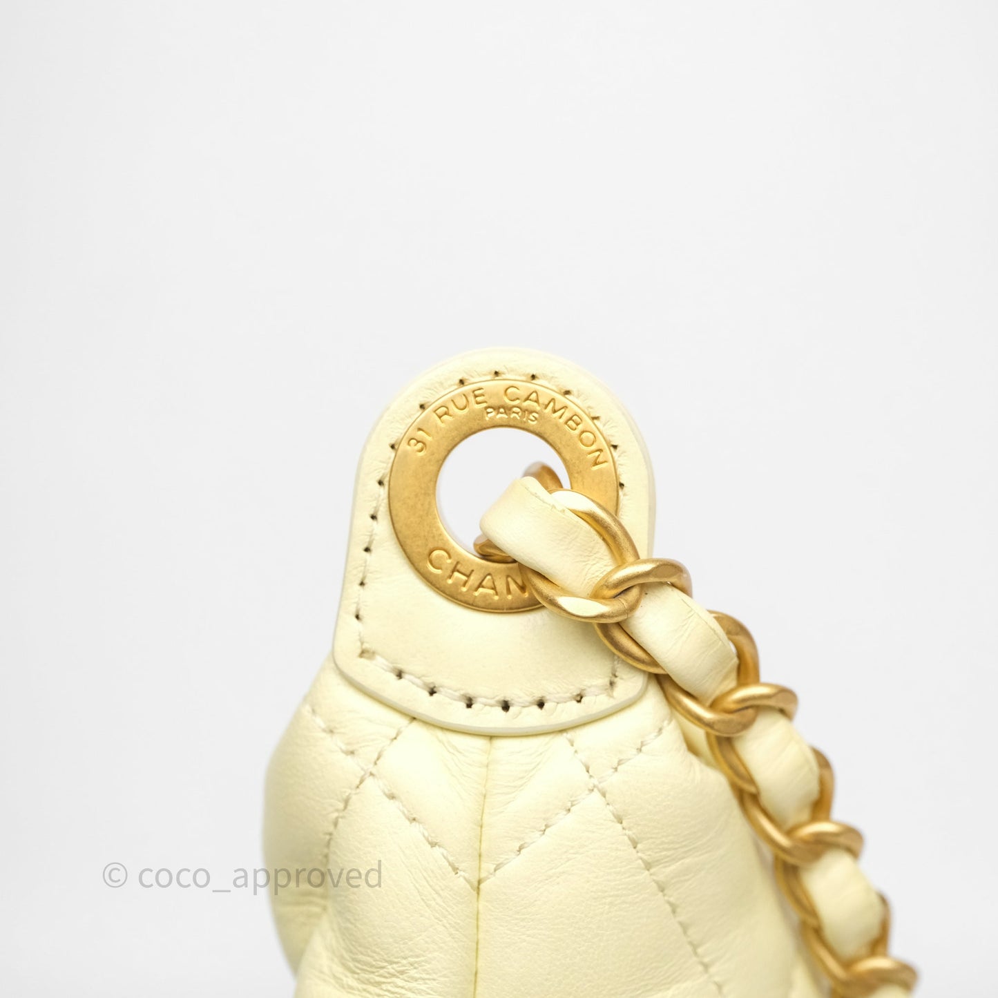 Chanel Large Hobo with Chain Light Yellow Lambskin Aged Gold Hardware 25S