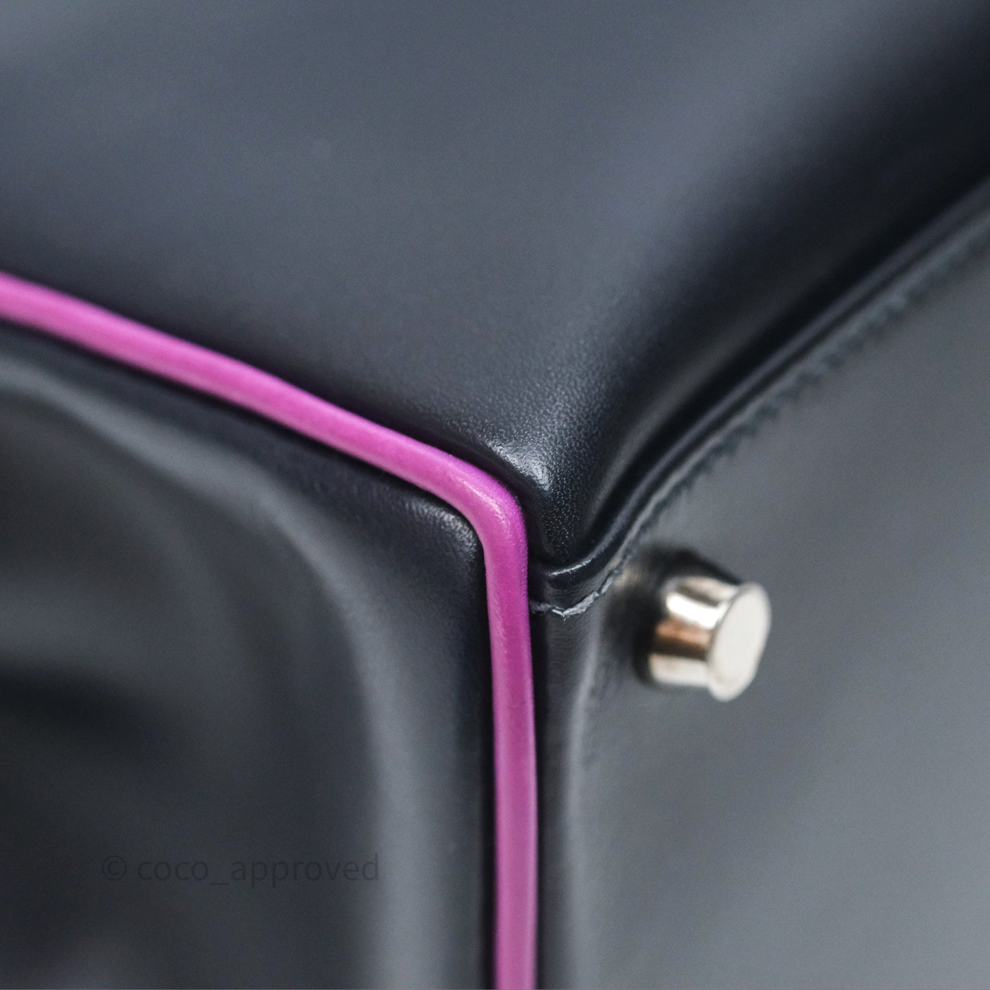 Hermès Vintage Kelly 32 Retourn Navy/Purple Box Leather Palladium Hardware