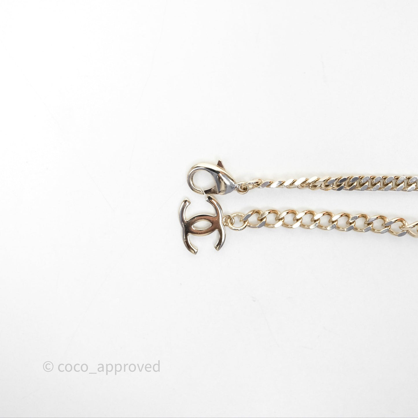 Chanel Silver CC Crystal Chain Choker Gold Tone 24V