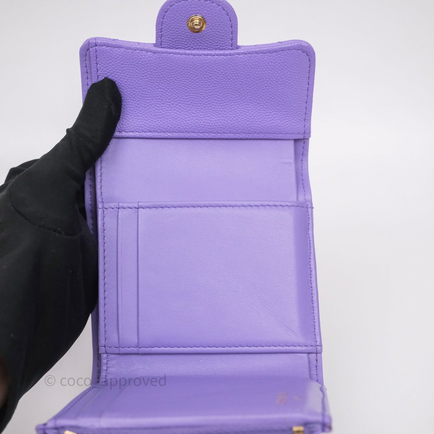 Chanel Classic Short Flap Wallet Purple Caviar Gold Hardware