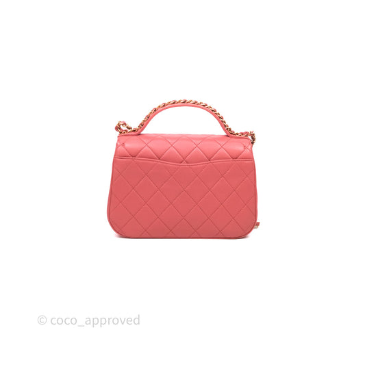 Chanel Quilted Chain Infinity Handle Bag Pink Lambskin Aged Gold Hardware