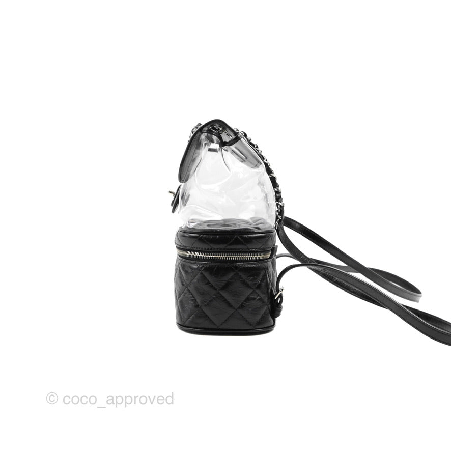 Chanel Aquarium PVC Backpack Black Crumpled Calfskin Silver Hardware
