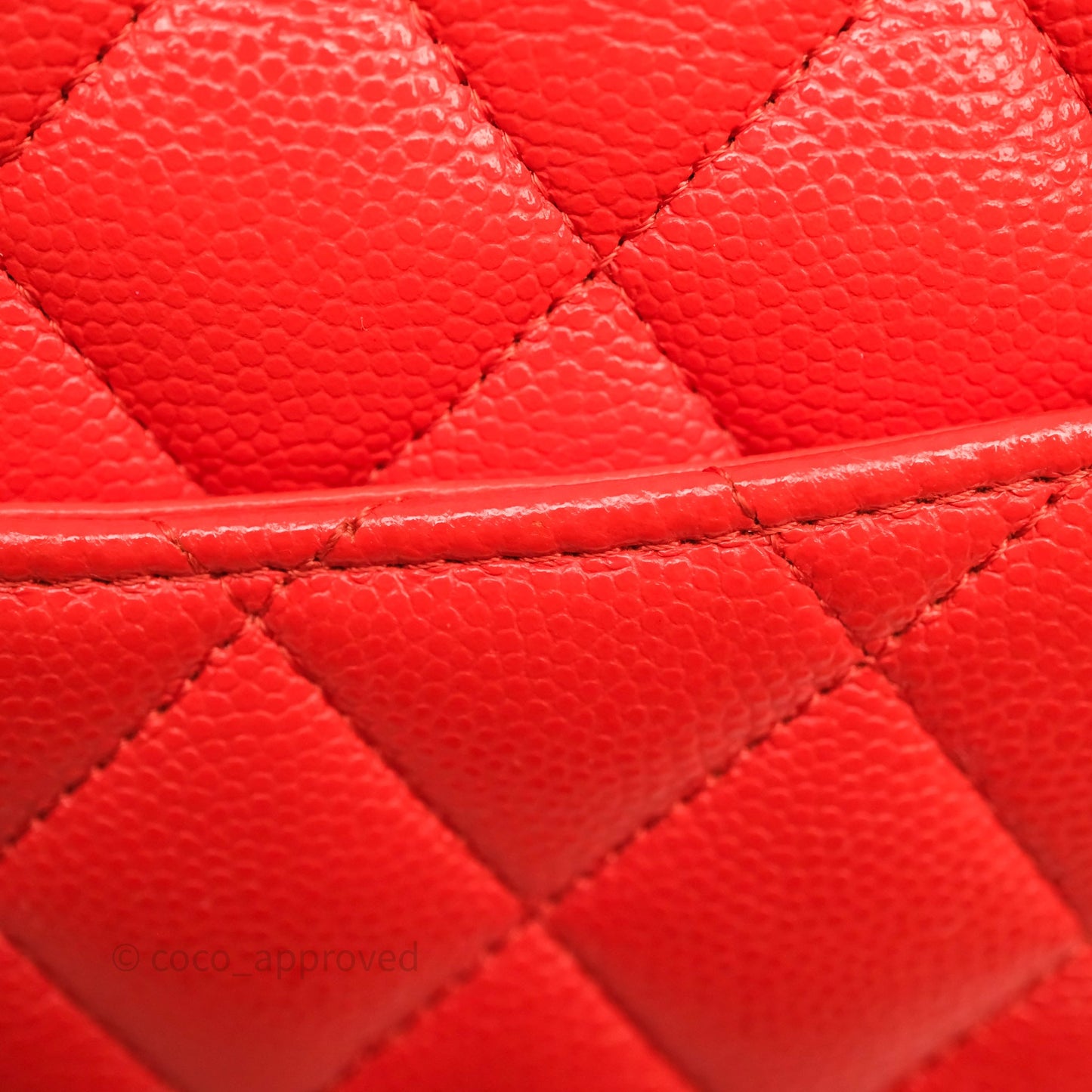 Chanel Small Classic Flap Quilted Red Orange Caviar Gold Hardware