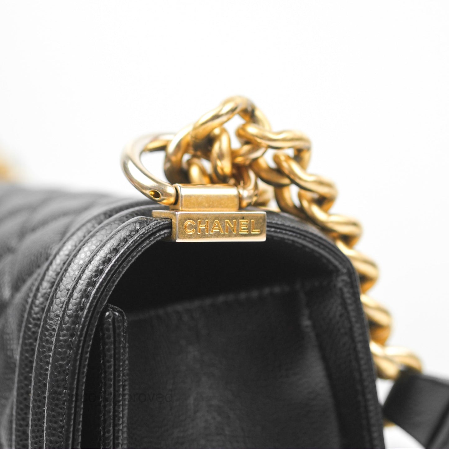 Chanel Quilted Medium Boy Black Caviar Aged Gold Hardware