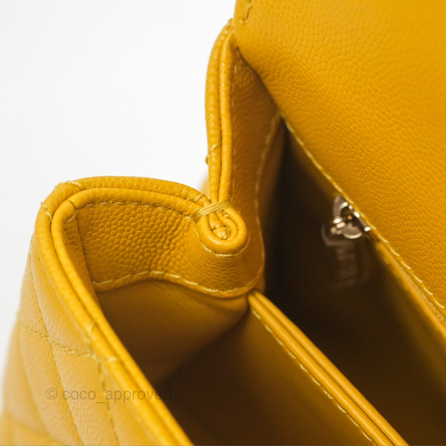 Chanel Small Coco Handle Mustard Yellow Caviar Gold Hardware