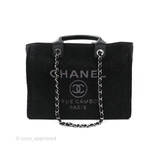 Chanel Large Deauville Black Glitter Lurex