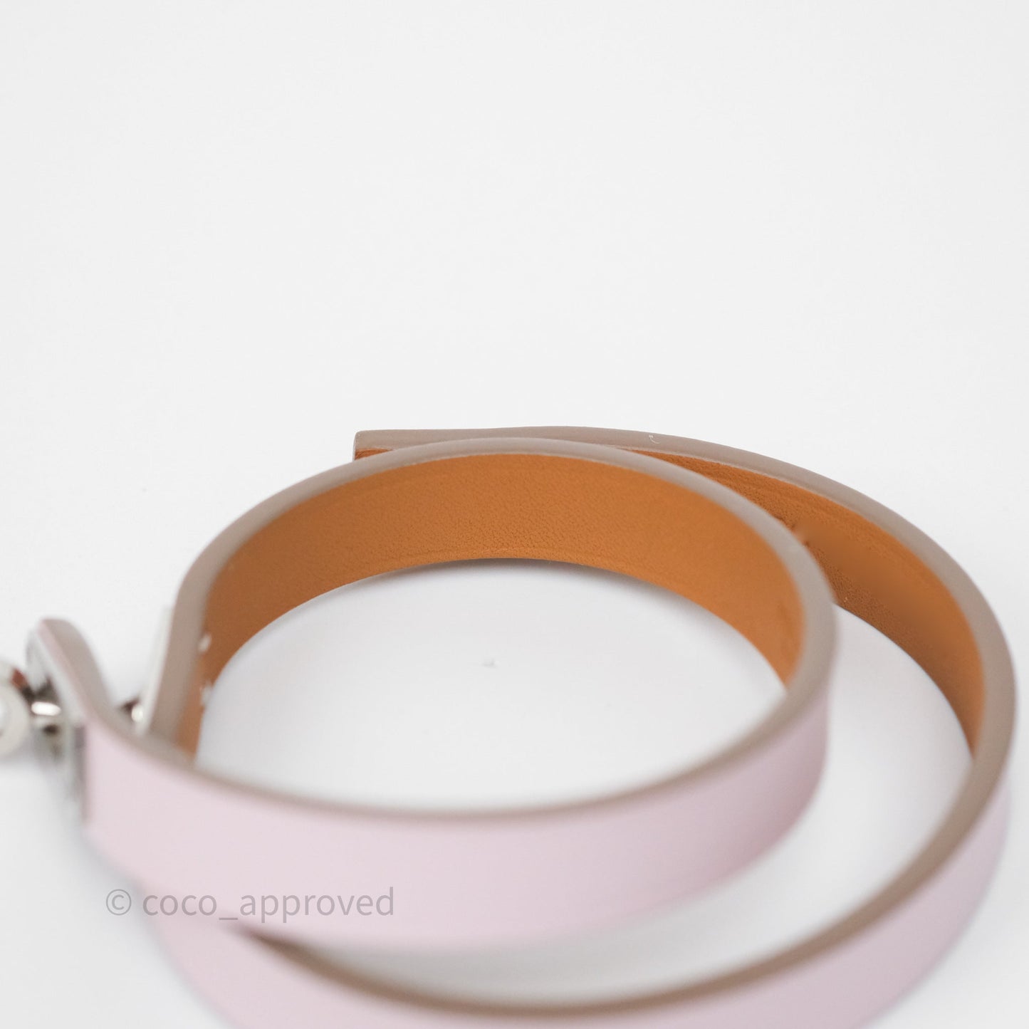 Hermès Kelly Double Tour Bracelet Mauve Pâle Swift Palladium Hardware