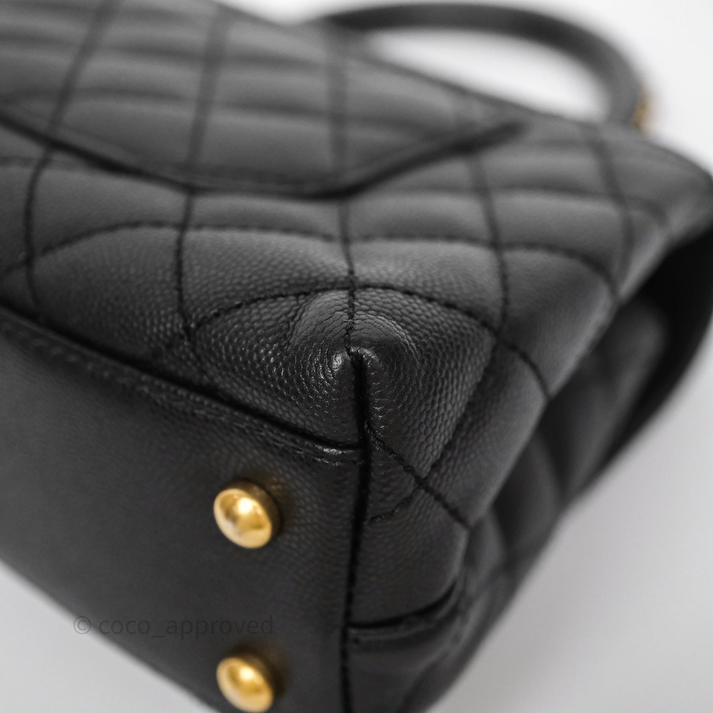 Chanel Small Coco Handle Black Caviar Aged Gold Hardware Braided Handle