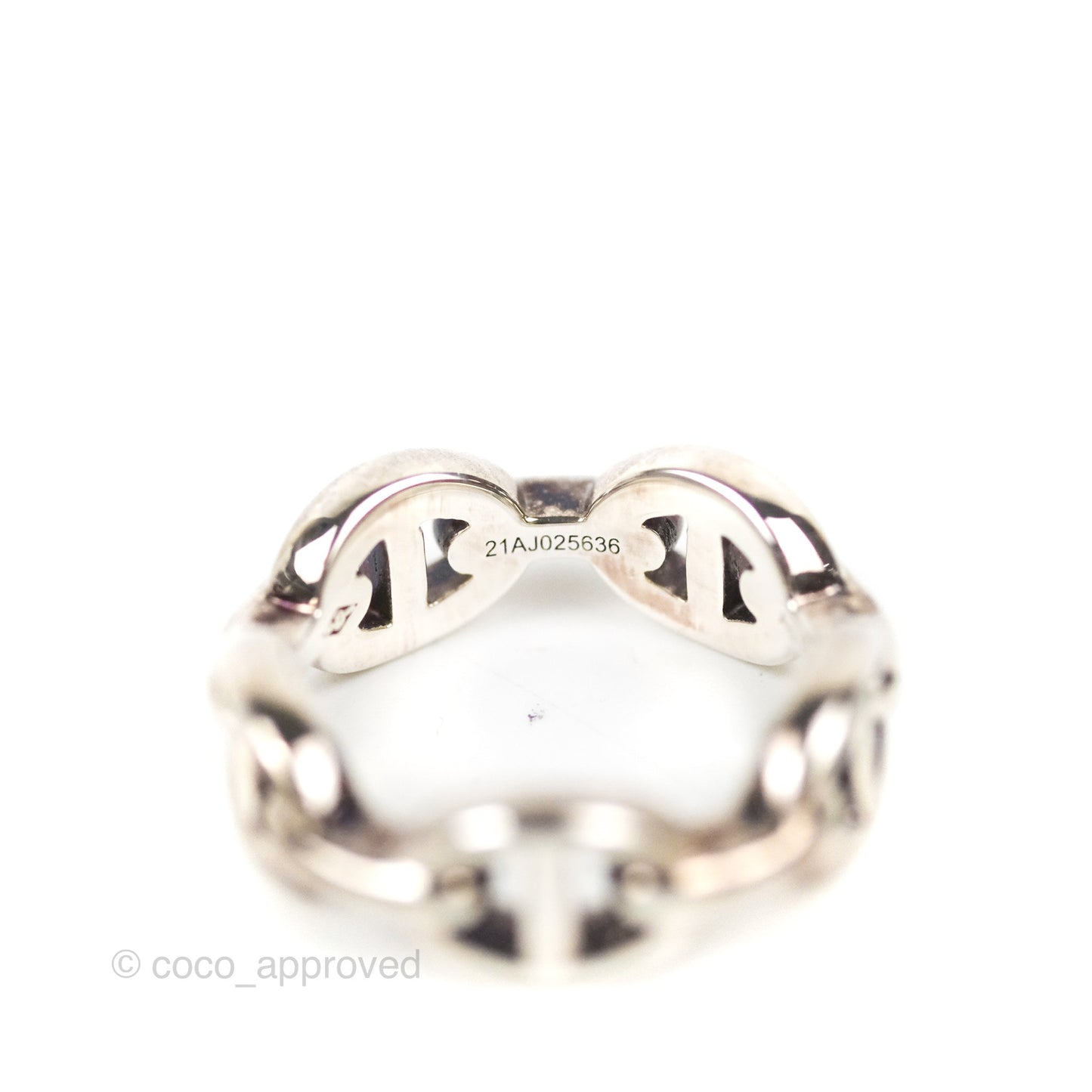 Hermès Chaine d'Ancre Enchainee Band Ring PM Sterling Silver Size 51