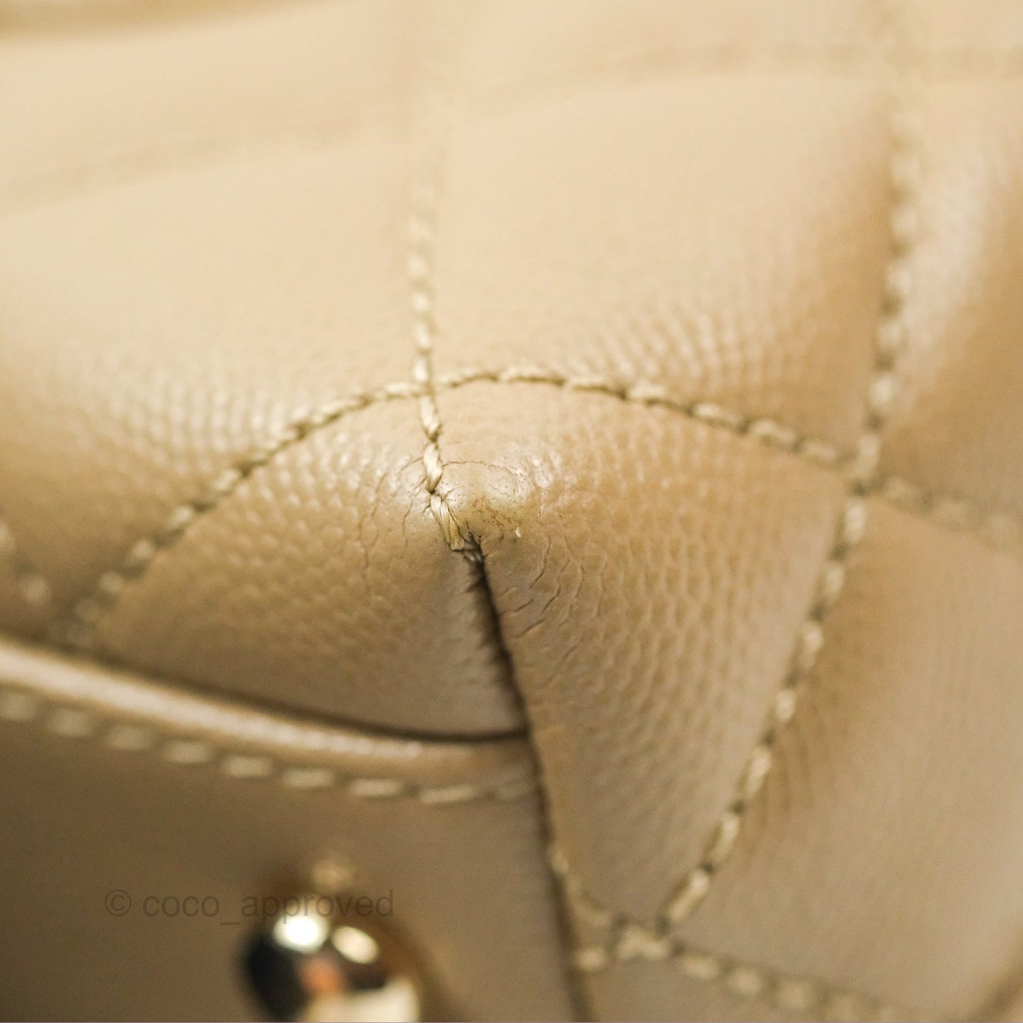 Chanel Mini Coco Handle Quilted Dark Beige Caviar Gold Hardware