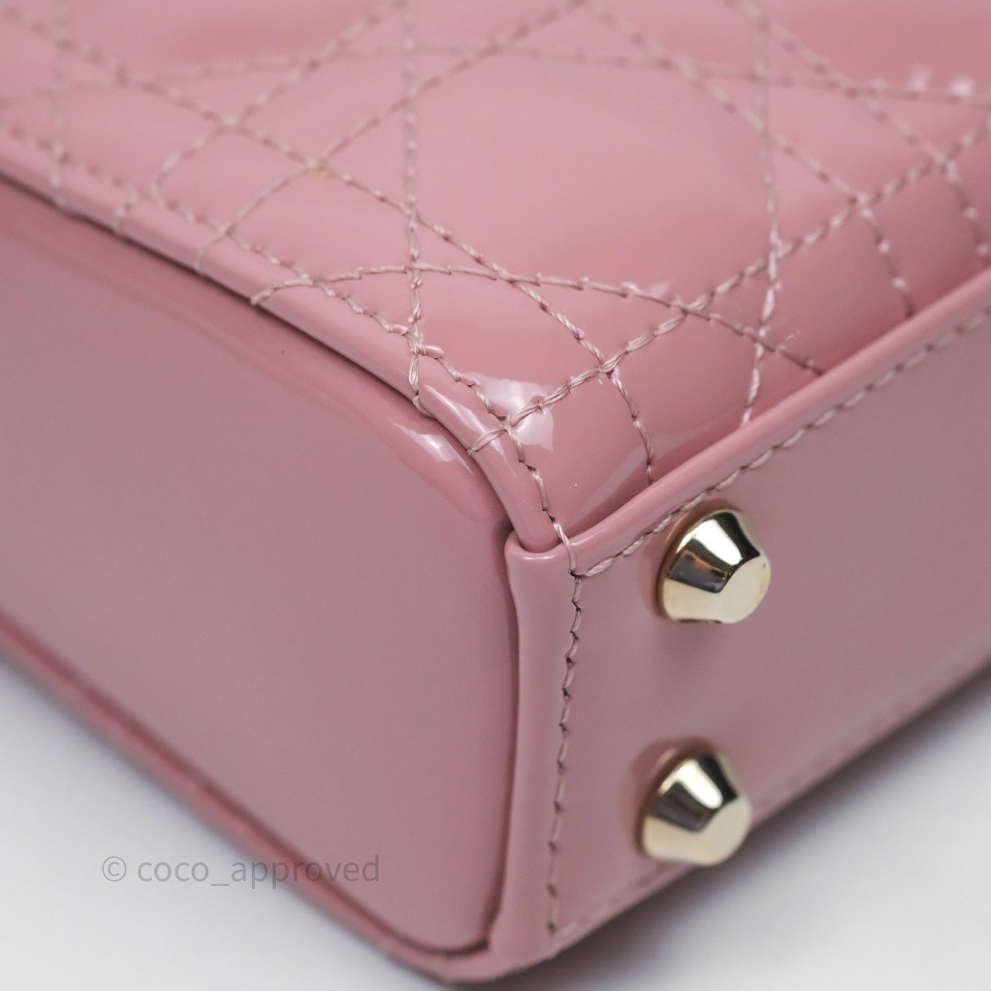 Christian Dior Micro Lady Dior Pink Patent Cannage Calfskin Gold Hardware