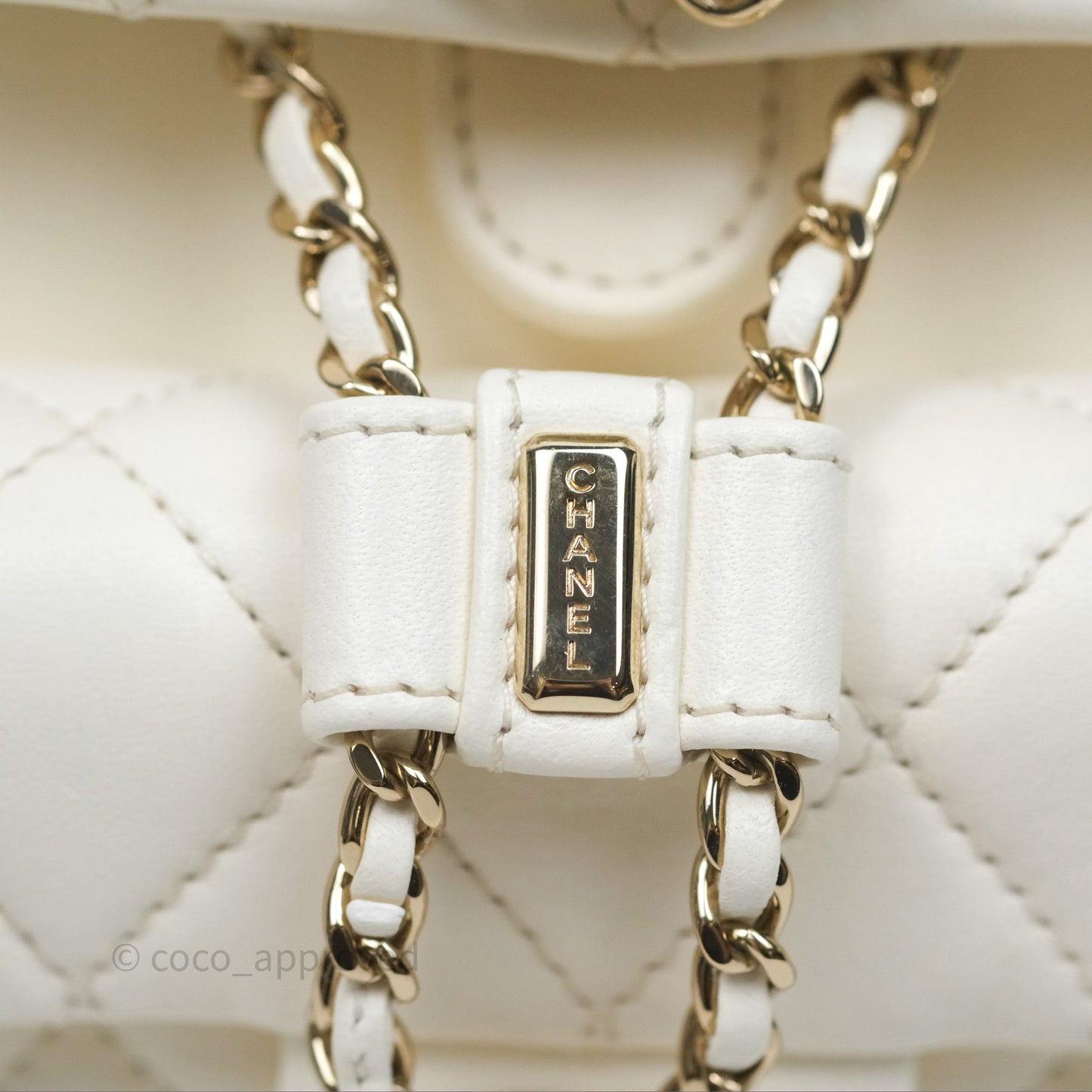 Chanel Quilted Small Duma Drawstring Backpack White Calfskin Gold Hardware