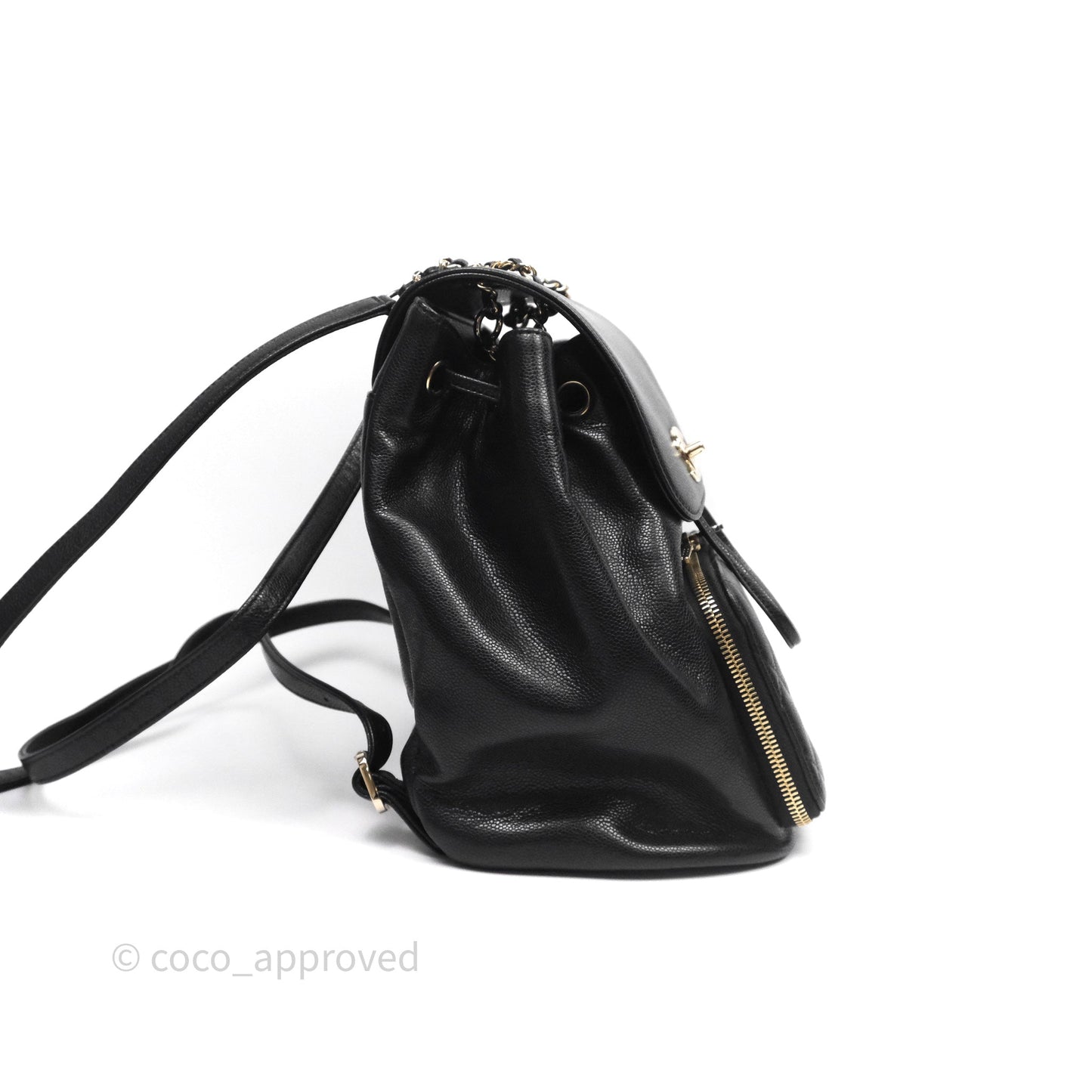 Chanel Quilted Business Affinity Backpack Black Caviar Light Gold Hardware
