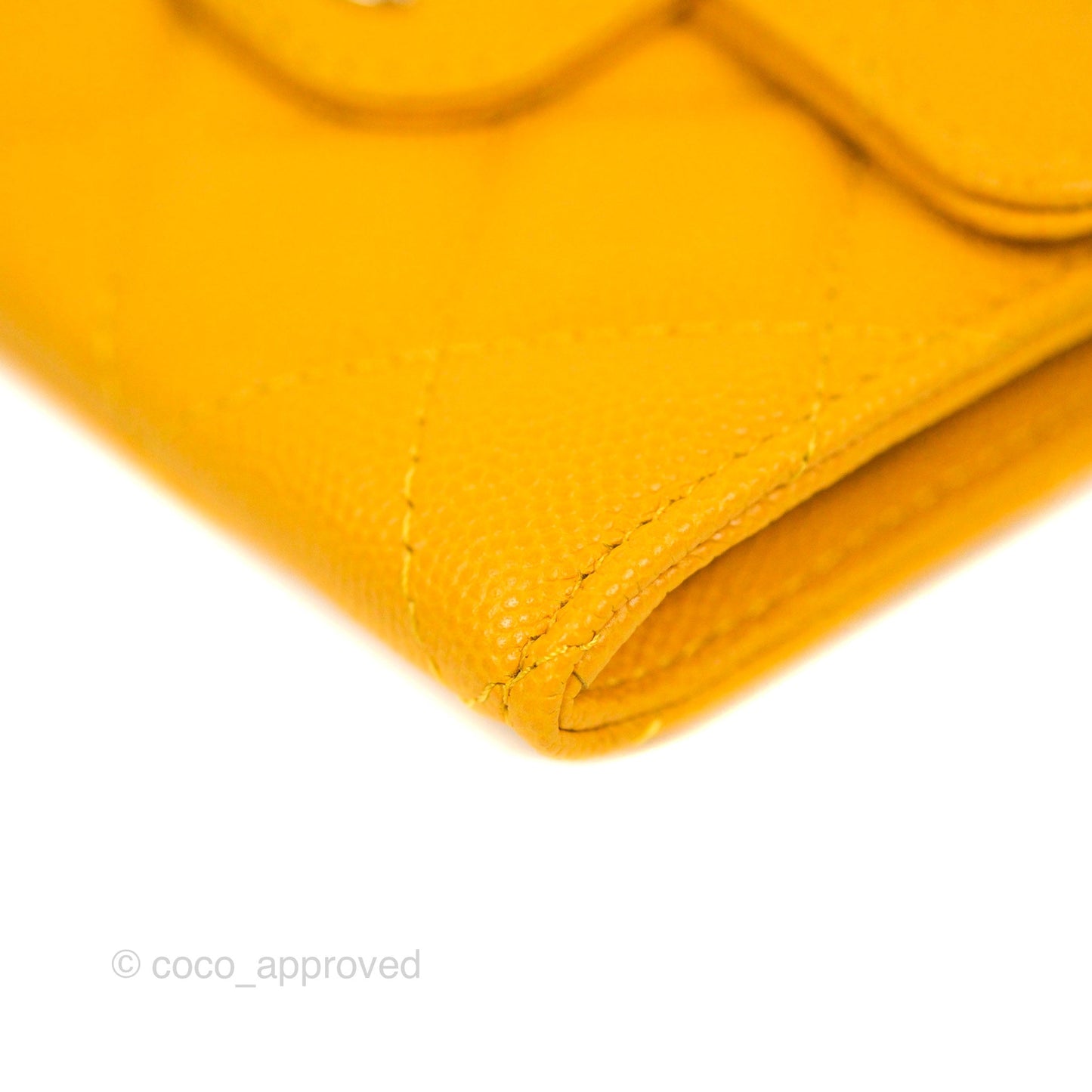 Chanel Classic Flap Coin Purse Yellow Caviar Gold Hardware