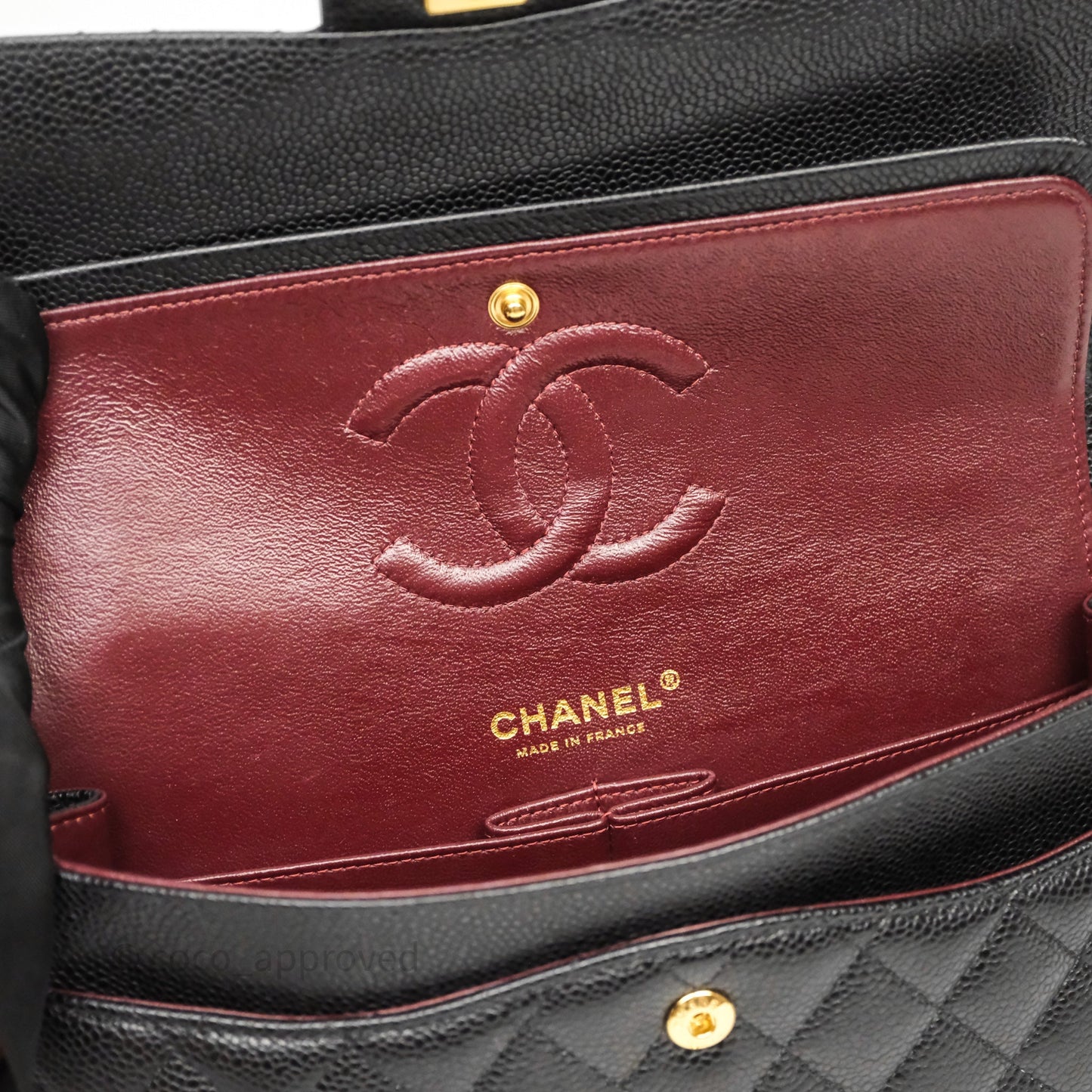 Chanel Classic M/L Medium Flap Quilted Black Caviar Gold Hardware