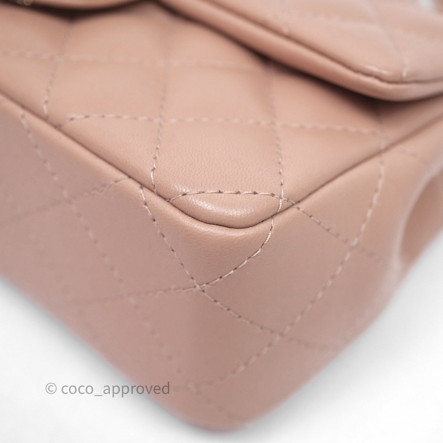 Chanel Mini Rectangular Quilted Beige Lambskin Gold Hardware