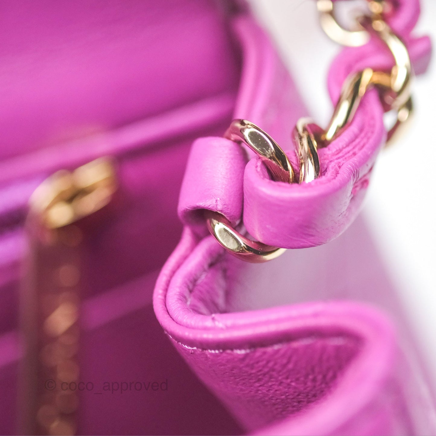Chanel Mini Square Flap Quilted Purple Lambskin Gold Hardware