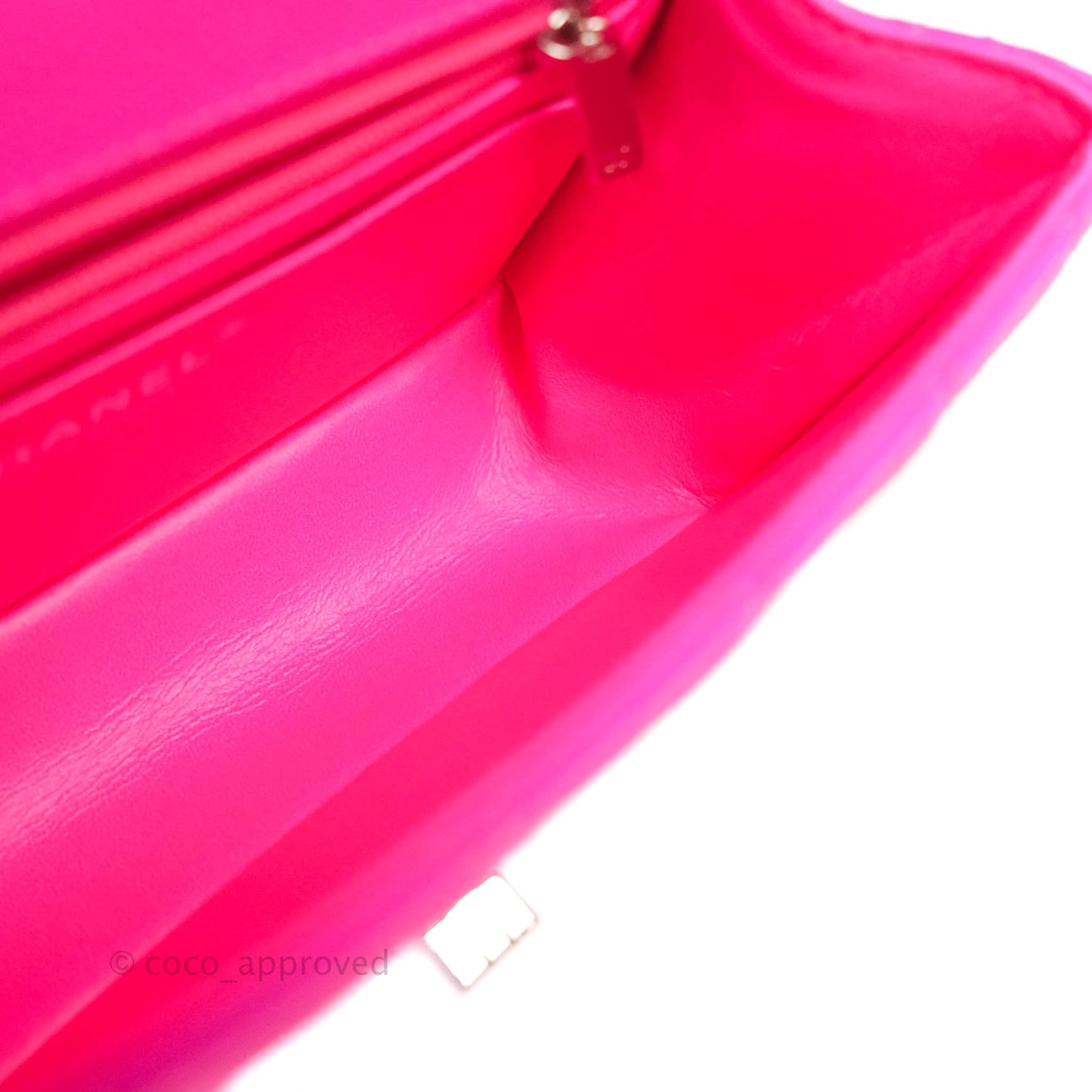 Chanel Mini Reissue 224 Fuchsia Neon Pink Goatskin Silver Hardware