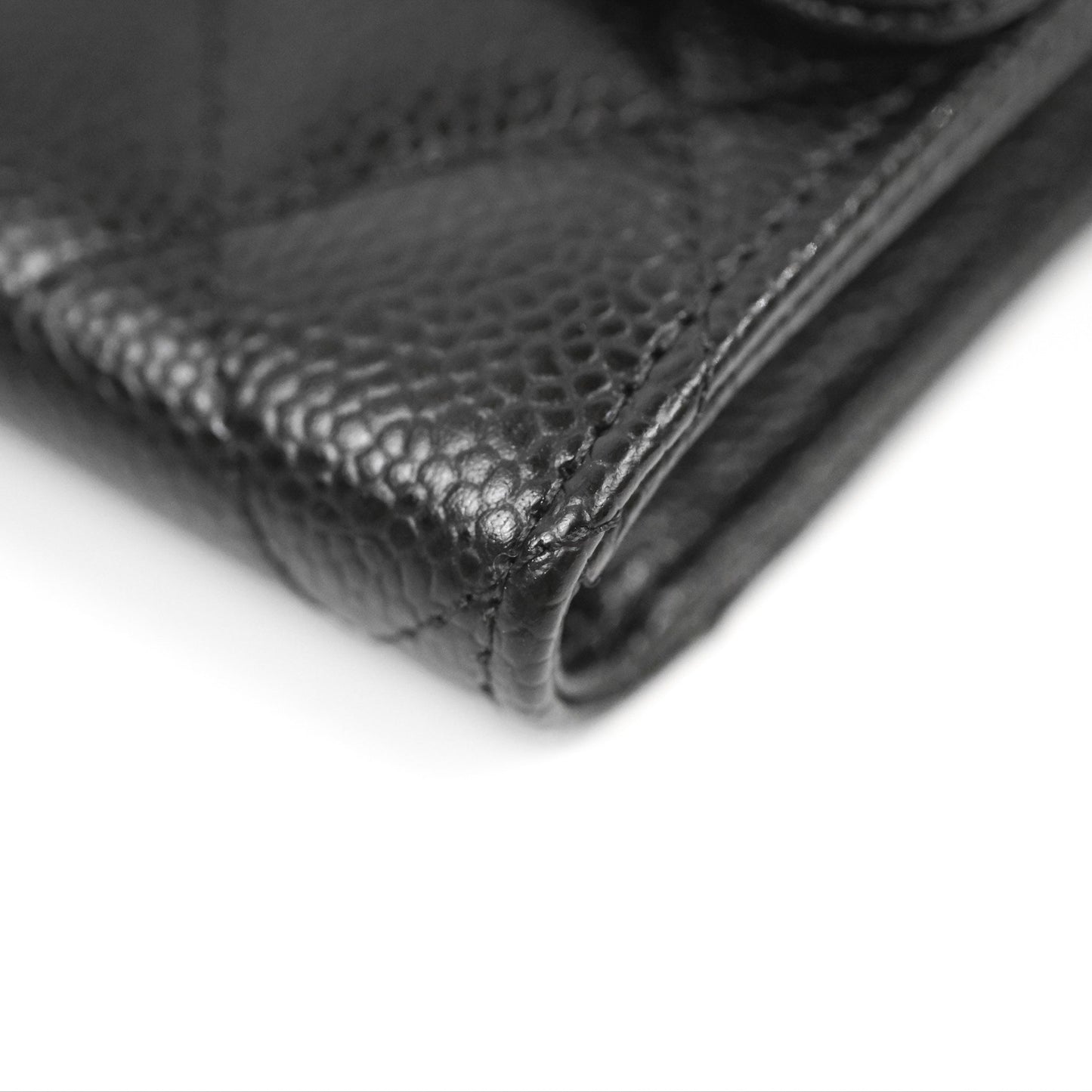 Chanel Quilted Classic Zip Long Wallet Black Caviar Silver Hardware