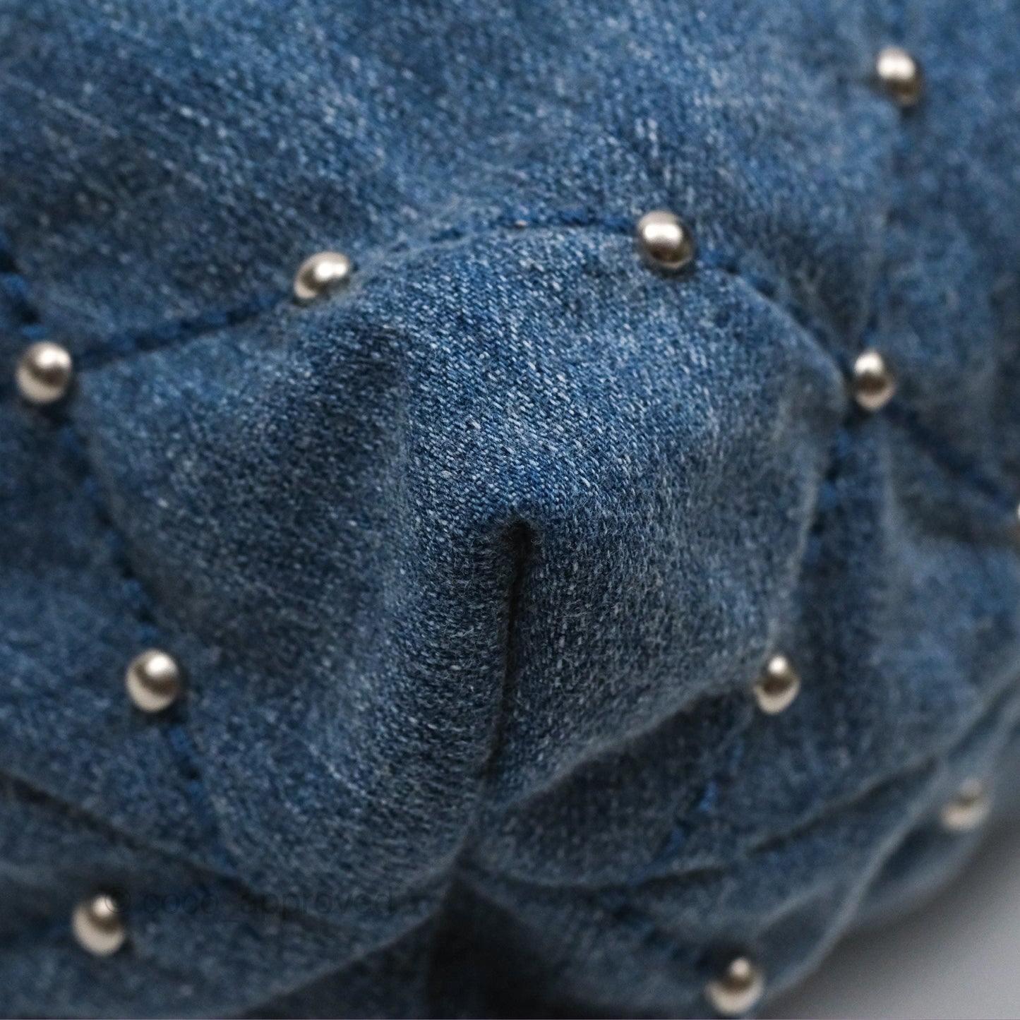 Chanel 22 Small Pearl Studded Denim Silver Hardware