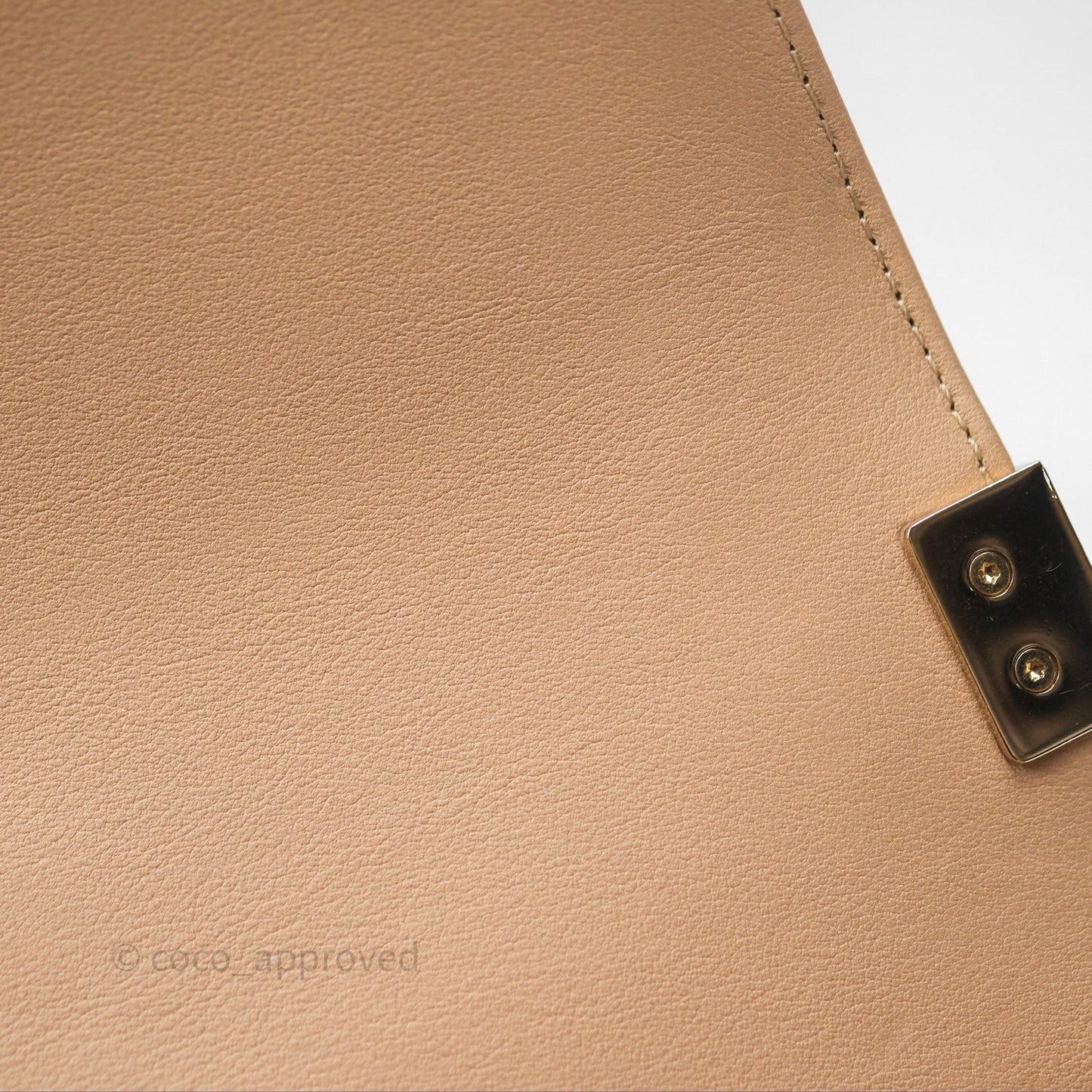 Chanel Boy Quilted Medium Beige Calfskin Gold Hardware