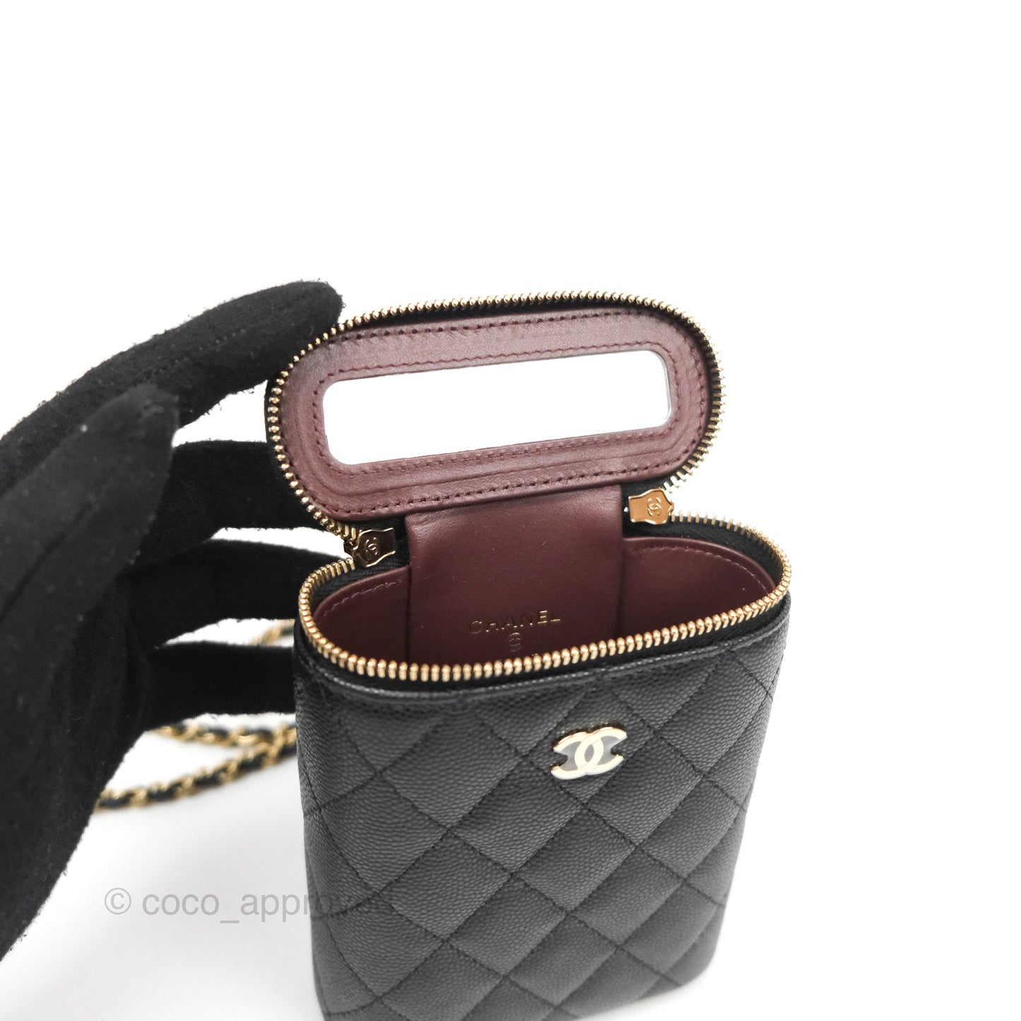 Chanel Classic Mini Vanity With Chain Black Caviar Gold Hardware
