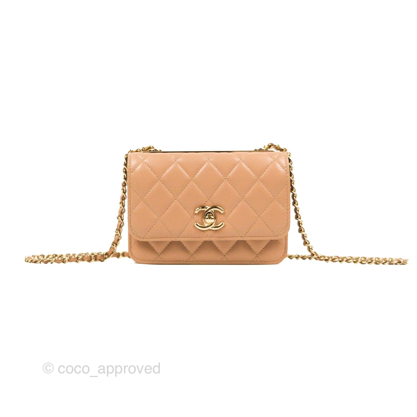 Chanel Mini Trendy WOC Beige Lambskin Gold Hardware 22B