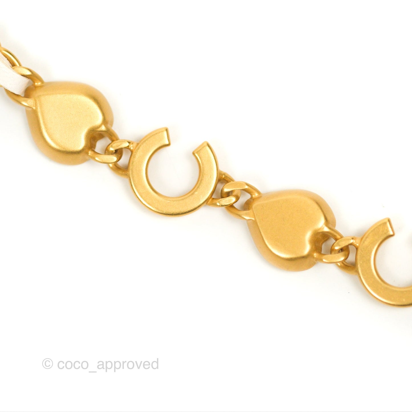 Chanel Vanity with COCO Heart Chain White Lambskin Aged Gold Hardware