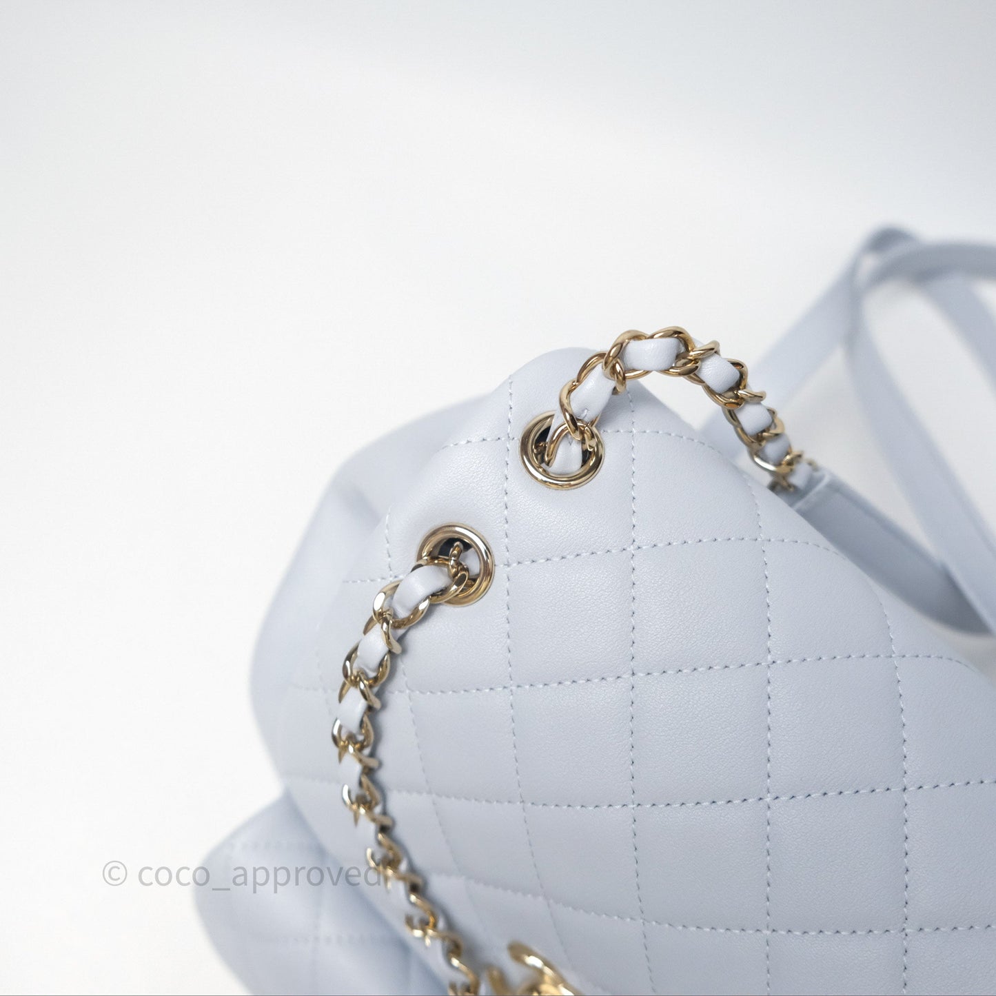 Chanel Quilted Large Duma Drawstring Backpack Light Blue Calfskin