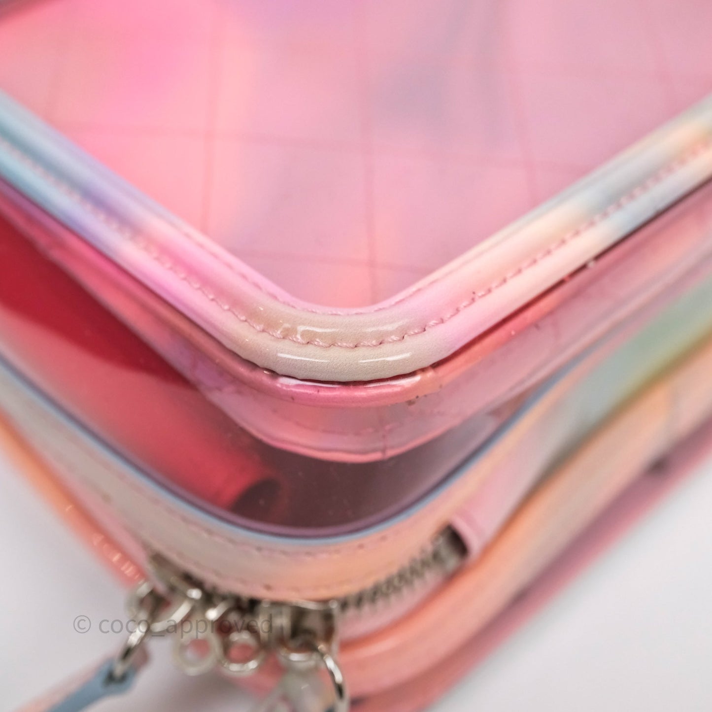 Chanel Filigree Pink Vanity Case PVC Silver Hardware