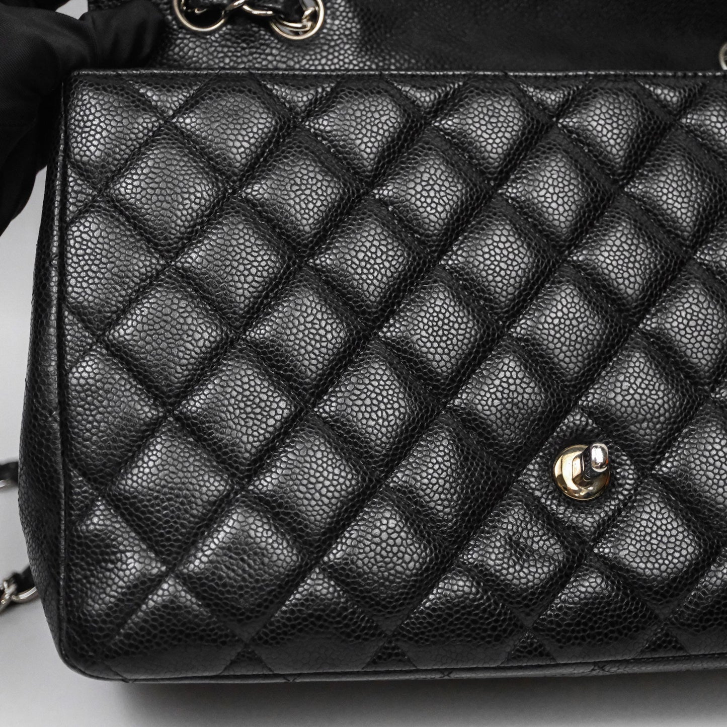 Chanel Jumbo Single Flap Black Caviar Silver Hardware