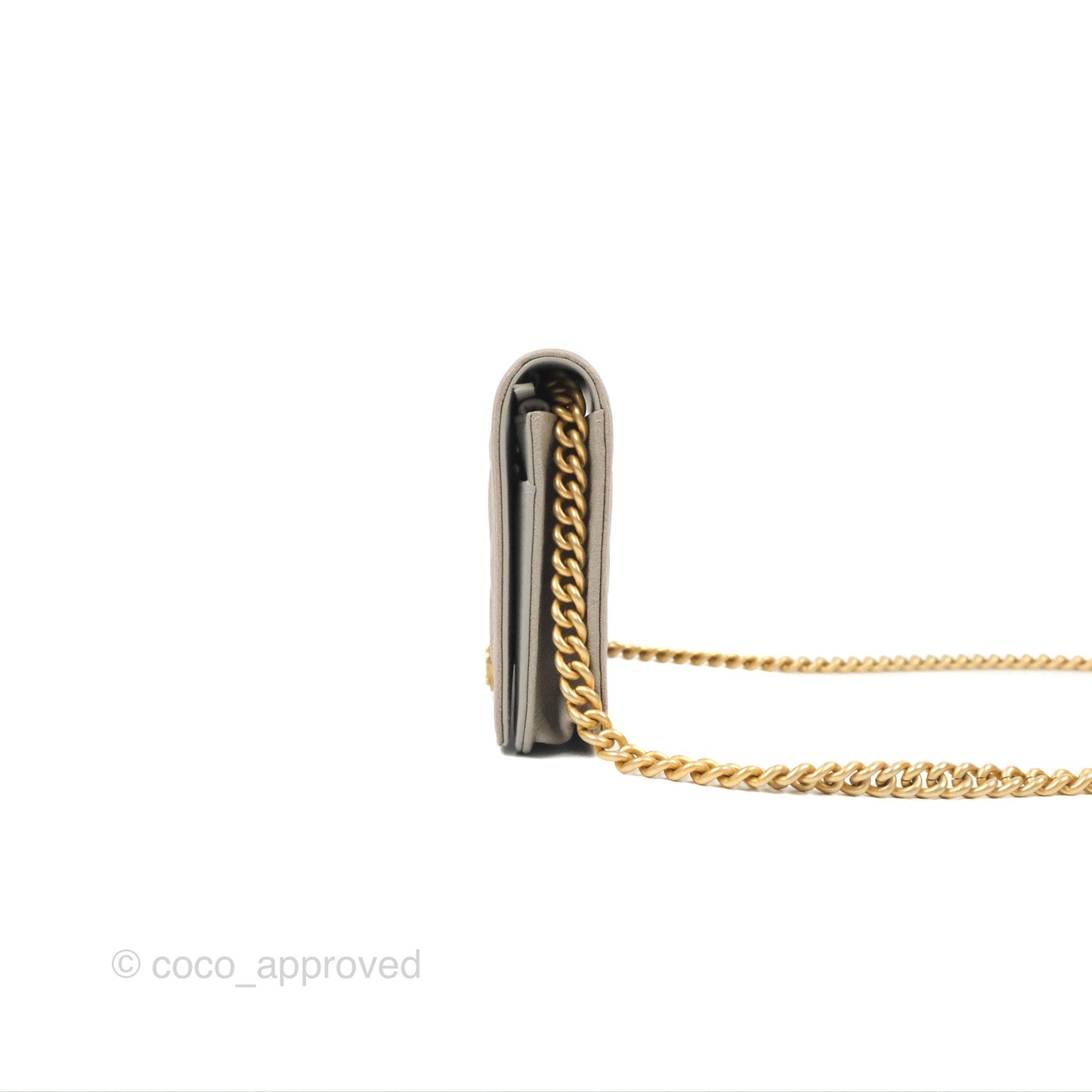 Chanel Quilted Boy Wallet on Chain WOC Grey Caviar Gold Hardware
