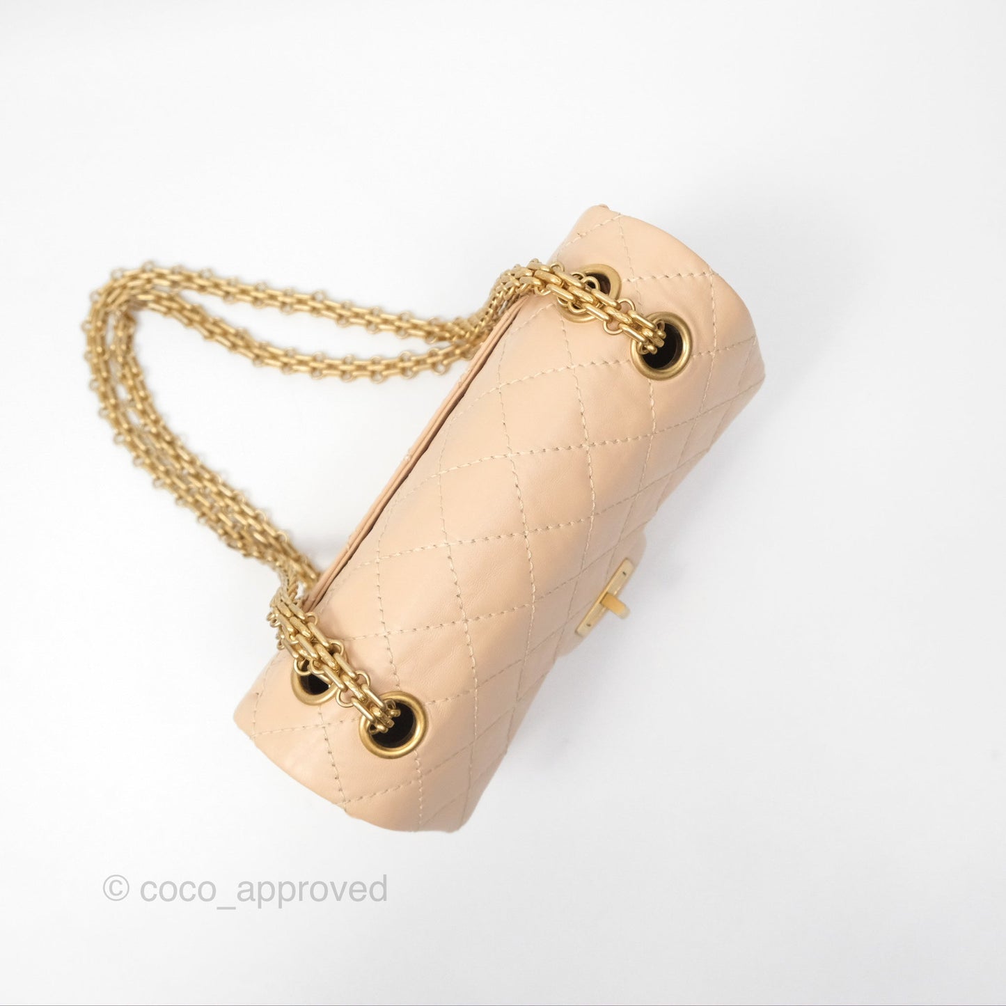 Chanel Mini Reissue 224 Beige Aged Calfskin Aged Gold Hardware