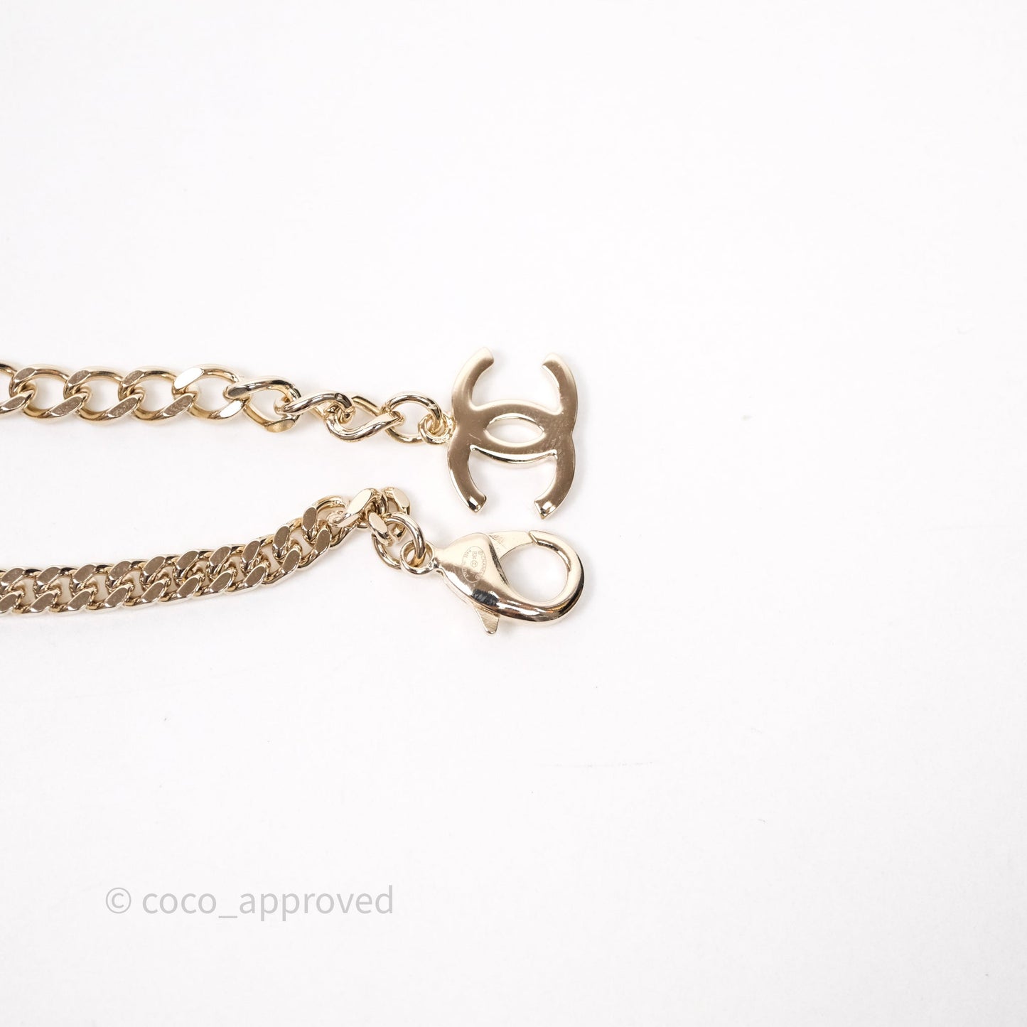 Chanel Silver CC Crystal Chain Choker Gold Tone 24V