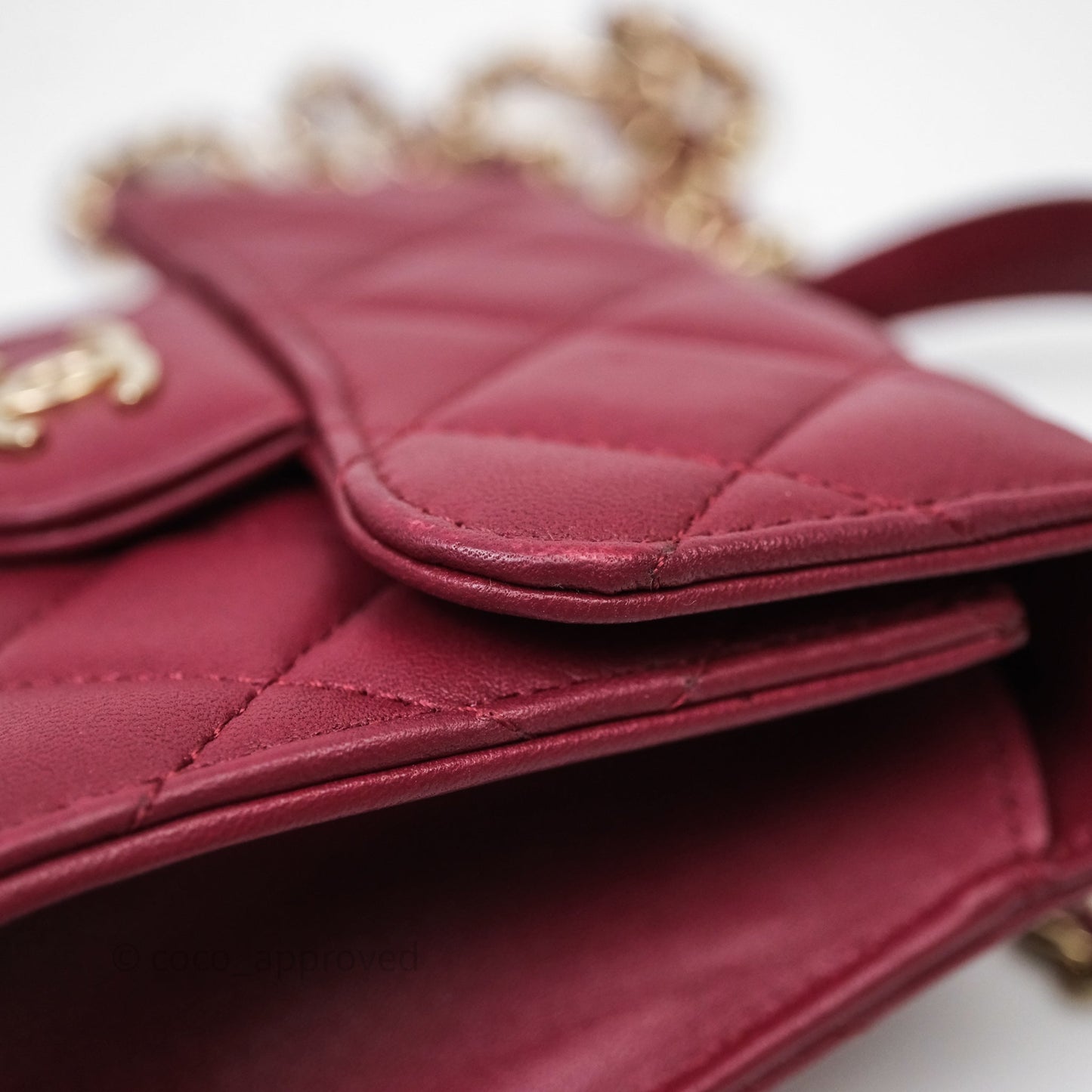 Chanel Mini Top Handle Flap Bag Red Lambskin Gold Hardware