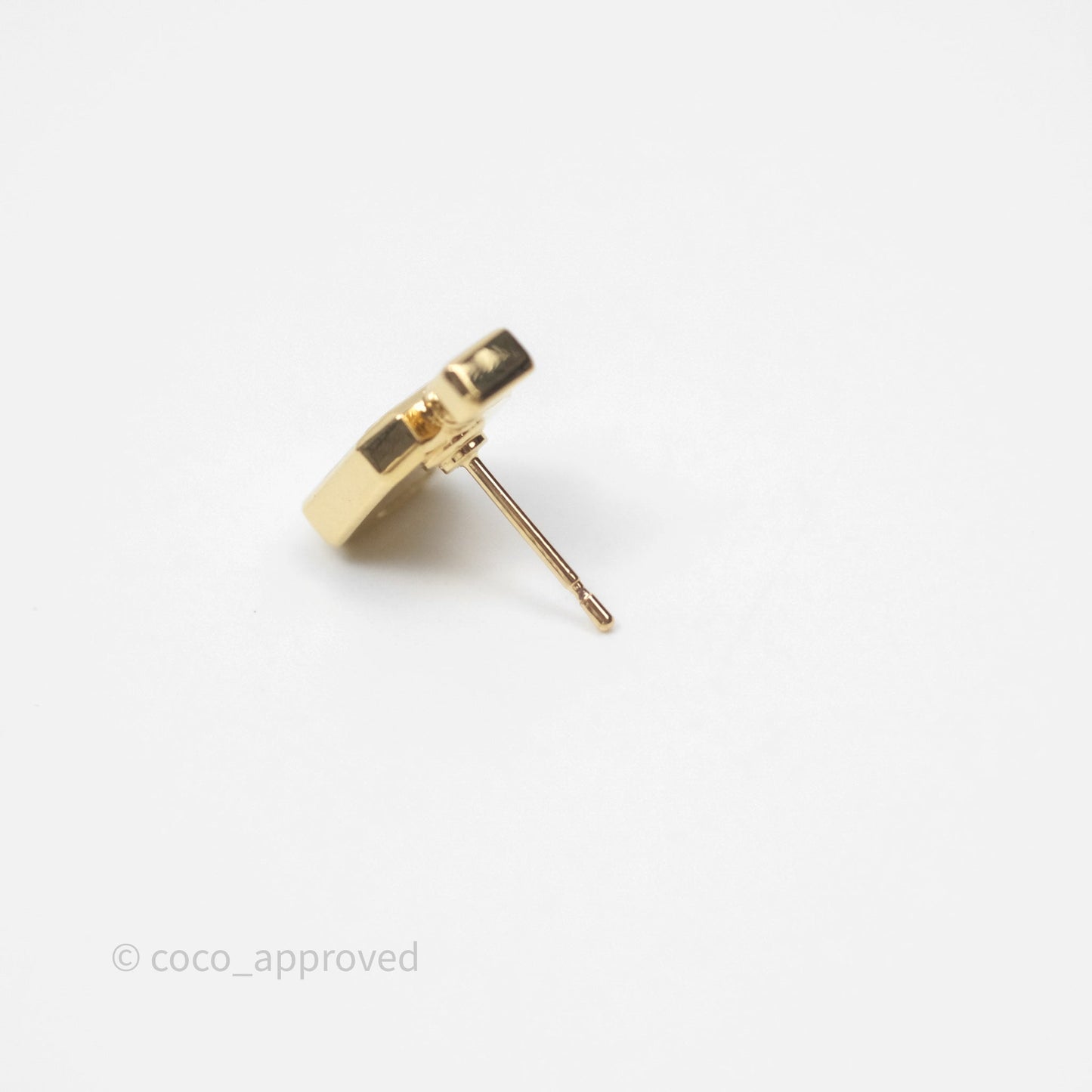 Chanel CC White Perfume Bottle Earrings Gold Tone 25C