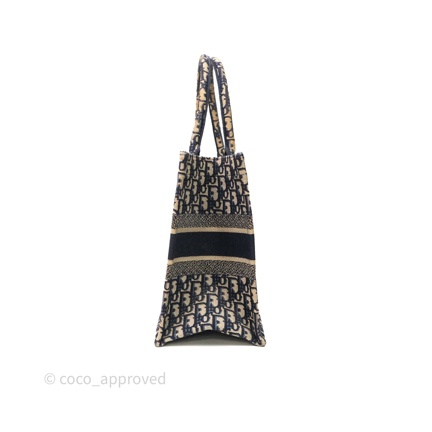 Christian Dior Medium Blue (Old Small) Dior Oblique Embroidery Canvas Book Tote