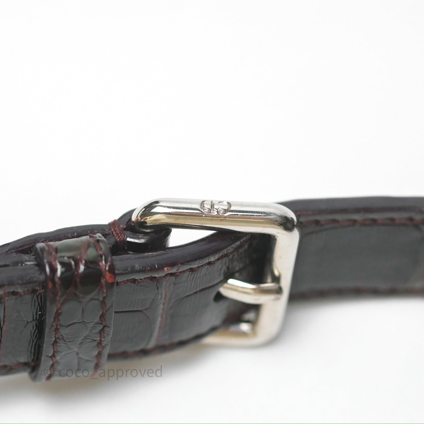 Christian Dior Small Lady Dior Shiny Crocodile Burgundy Diamond Hardware