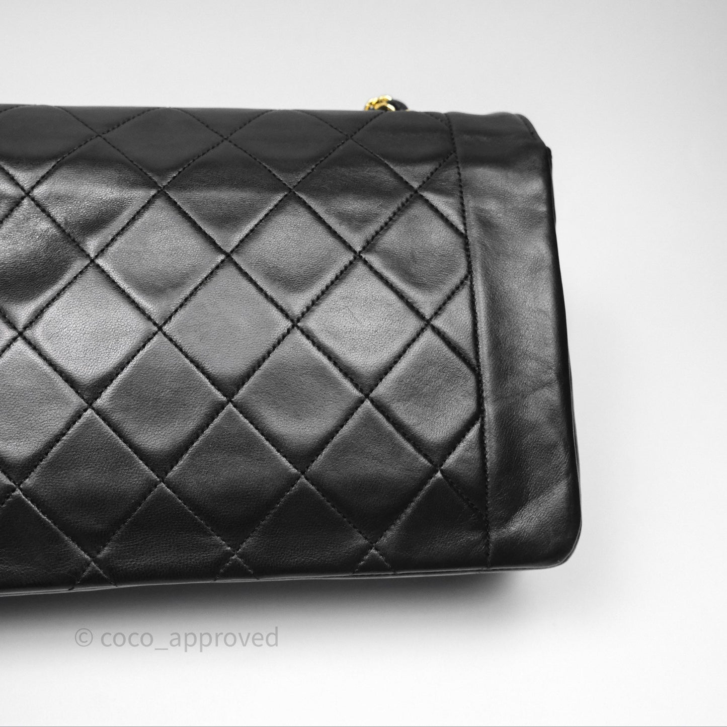 Chanel Medium Vintage Quilted Classic Diana Flap Bag Black Lambskin 24K Gold Hardware