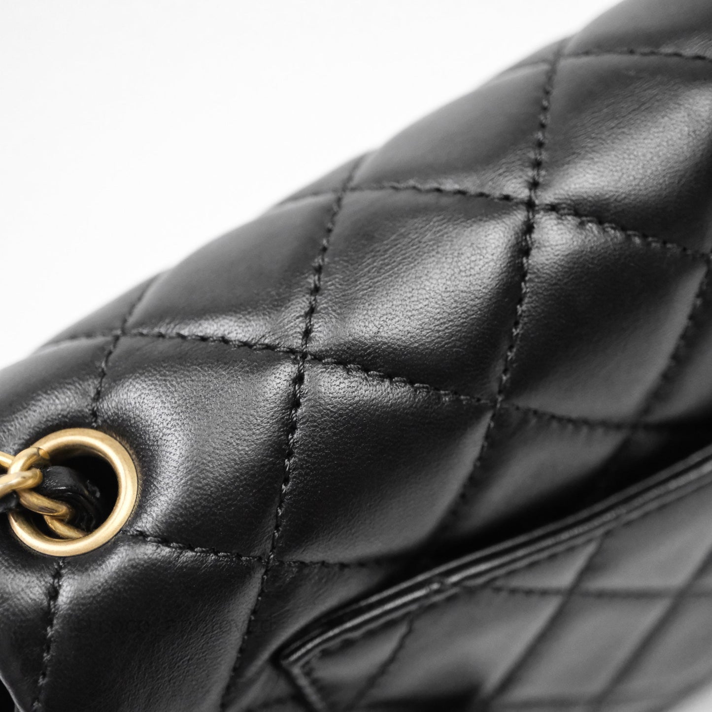 Chanel Mini Rectangular Pearl Crush Quilted Black Lambskin Aged Gold Hardware