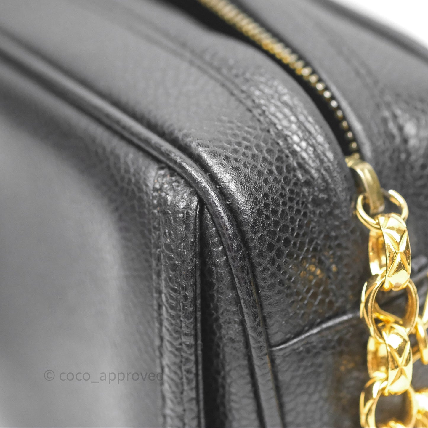 Chanel Vintage CC Camera Bag Black Caviar 24 Gold Hardware
