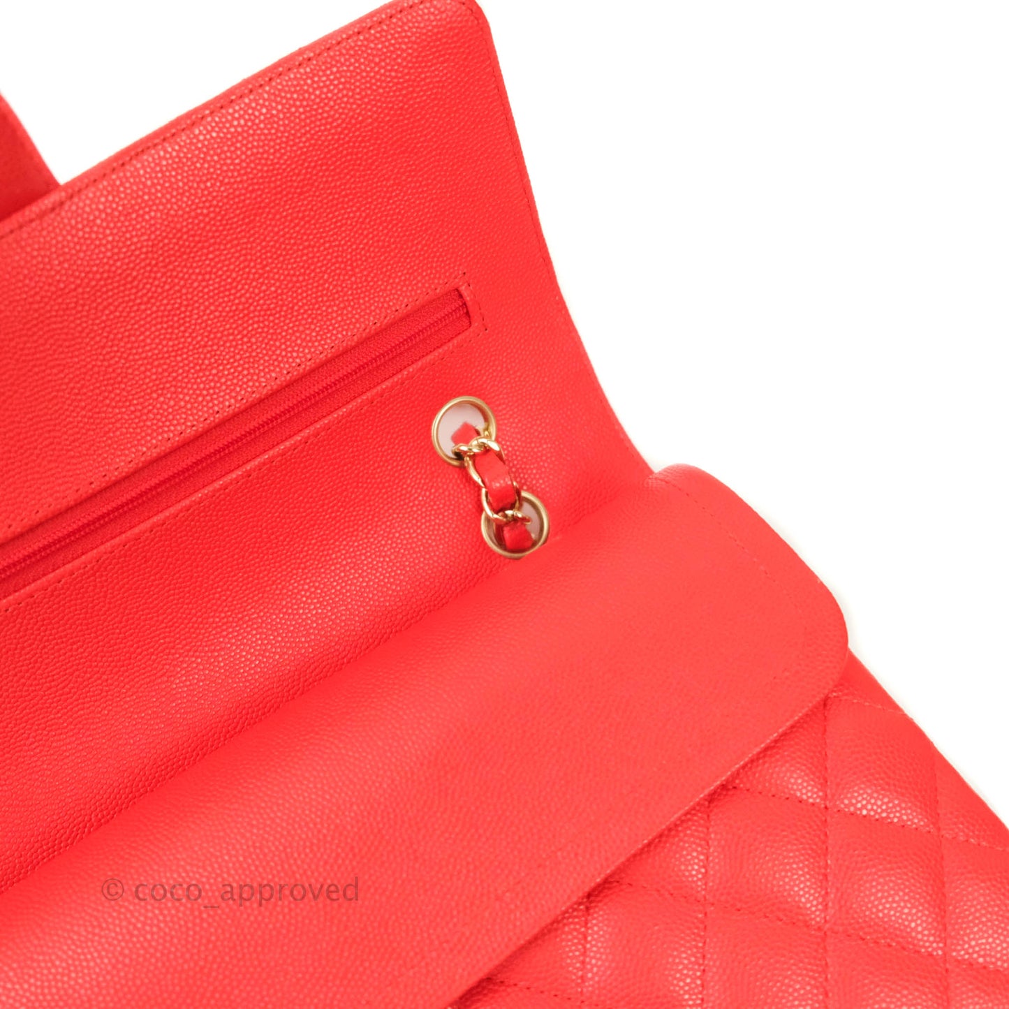 Chanel Classic M/L Medium Double Flap Red Caviar Gold Hardware